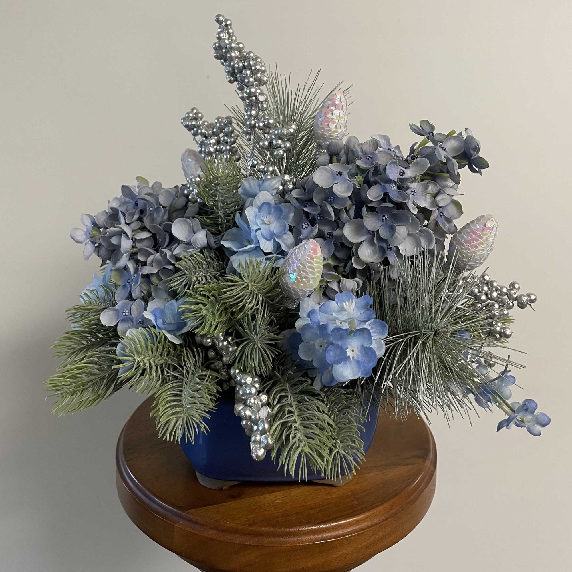 Silk winter arrangement&hellip;blue, silver, iridescent 