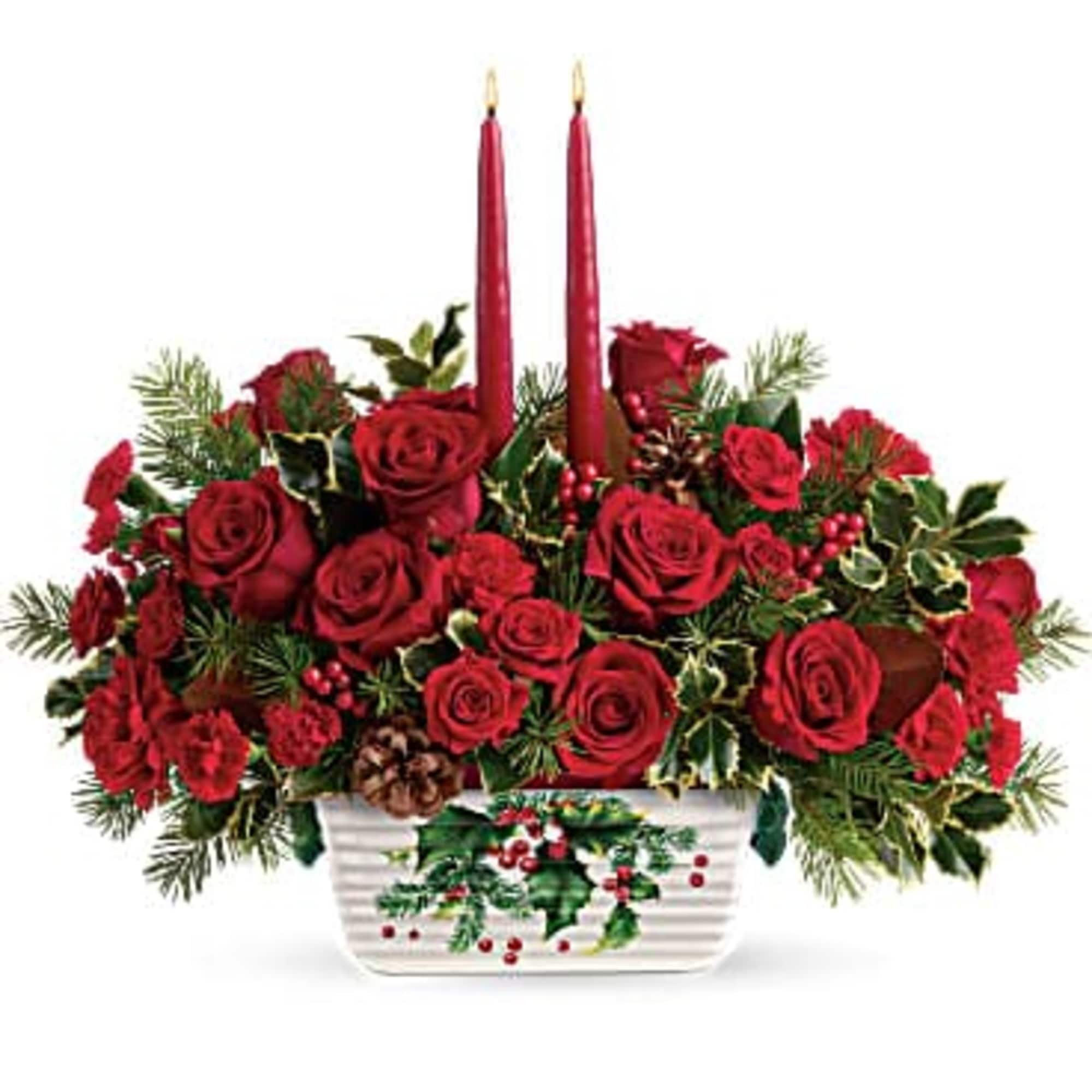 Bring a warm glow to holiday décor with this radiant centerpiece of Bring a warm glow to holiday décor with this radiant centerpiece of