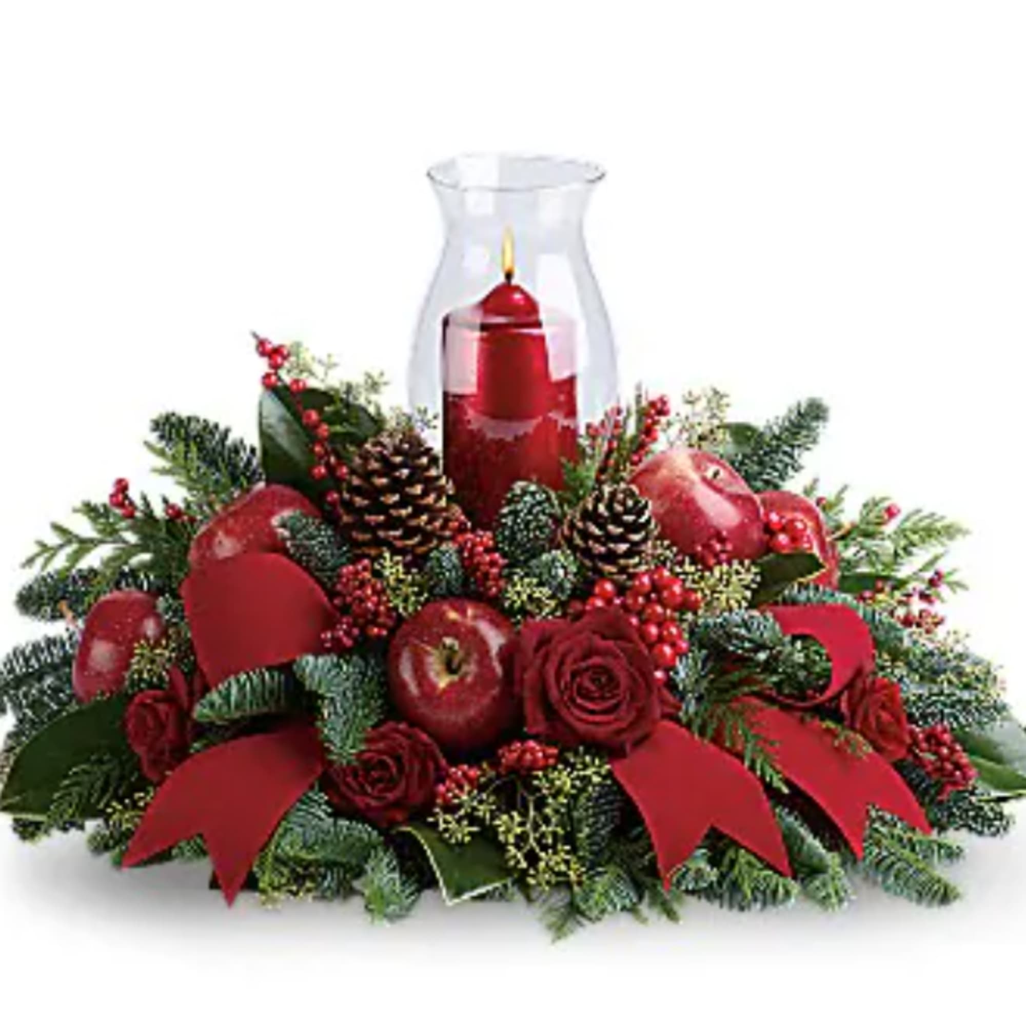 Shiny red apples and all kinds of holiday flowers and features make Shiny red apples and all kinds of holiday flowers and features make