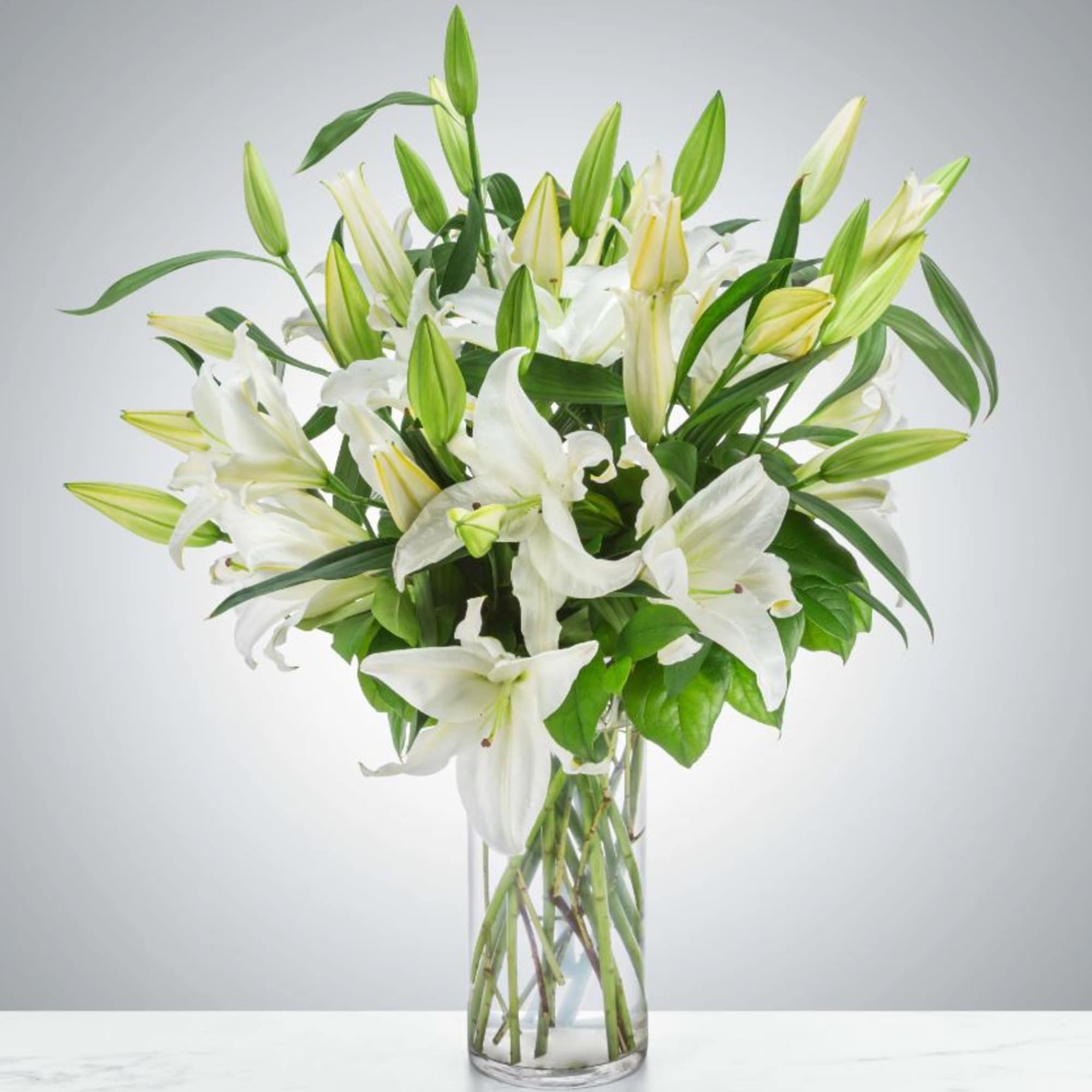 White lilies stand tall and beautiful. Send an impactful gift to somebody