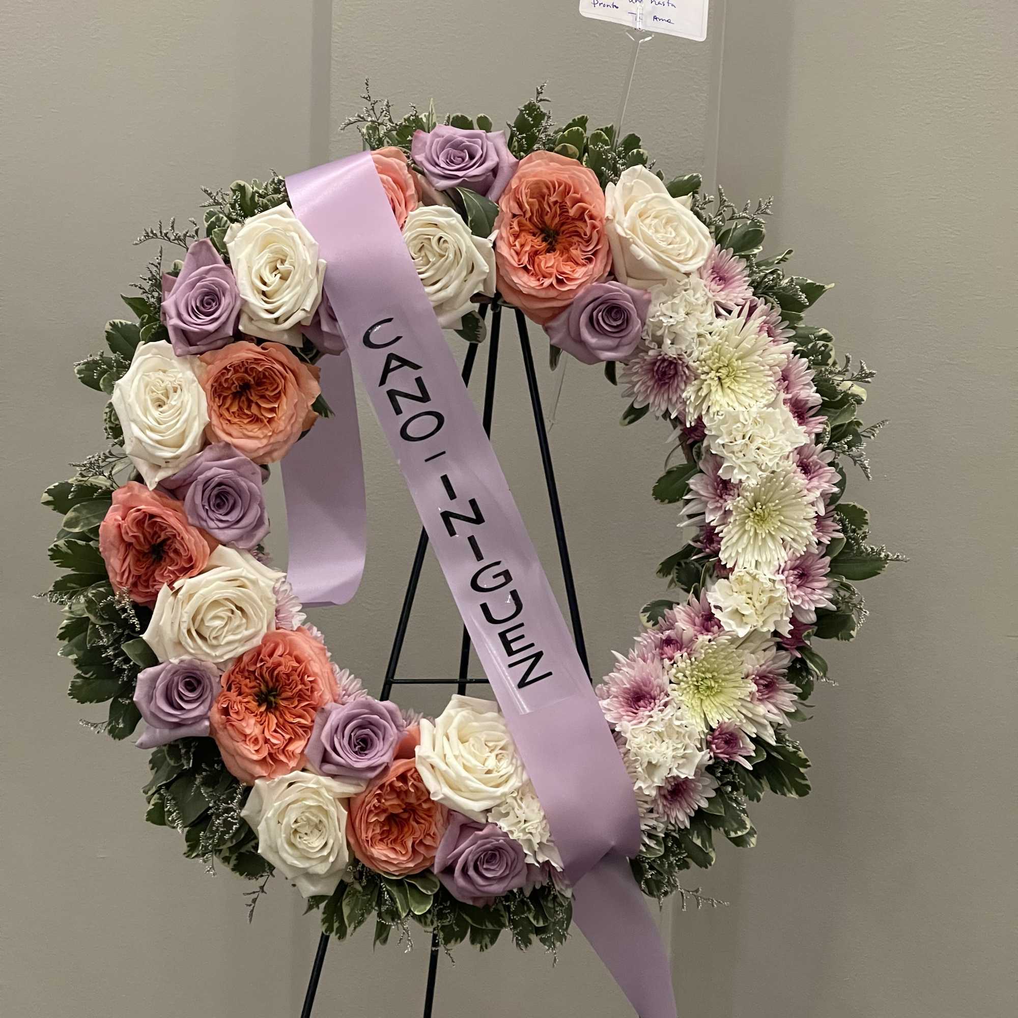 The lavendar delight sympathy wreath in Kenner, LA | Jardin D'eden