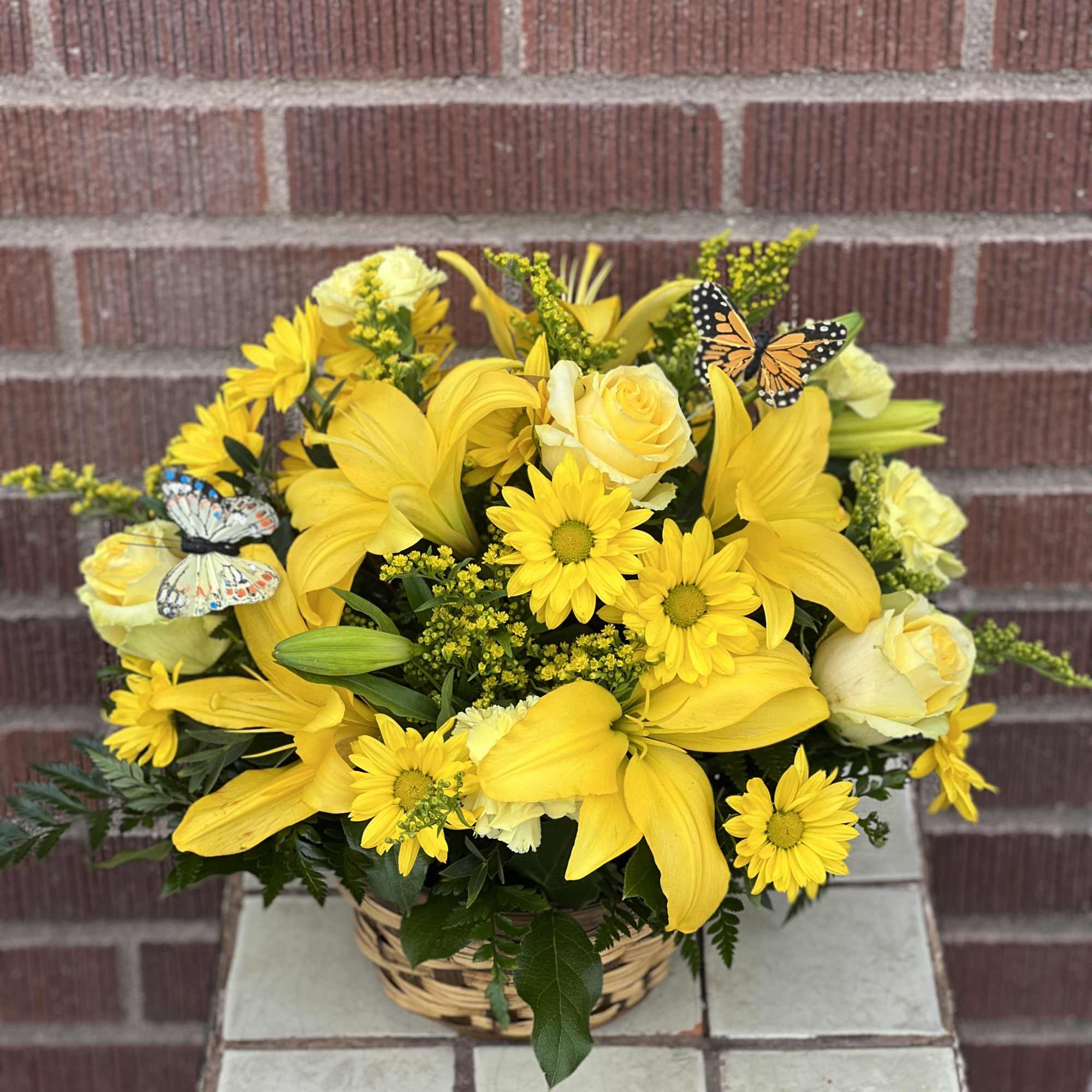 Wishes do come true, by the basketful, actually. This delightful arrangement is Wishes do come true, by the basketful, actually. This delightful arrangement is