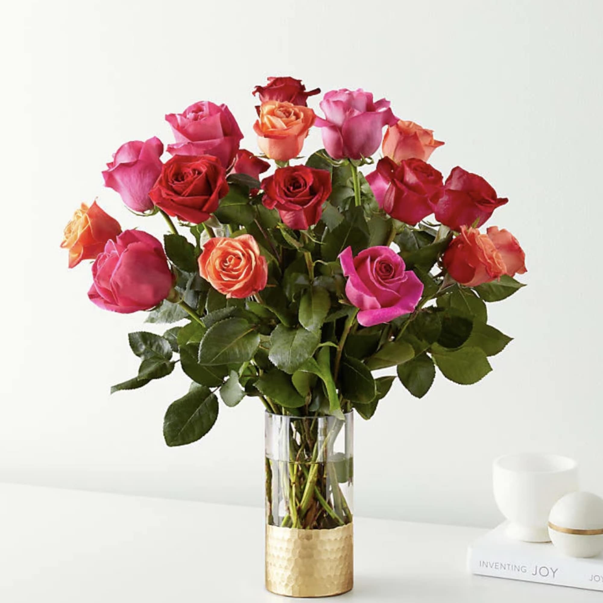 Bouquet Featuring Three Vibrant Hues in Orange, Hot Pink and Red. 