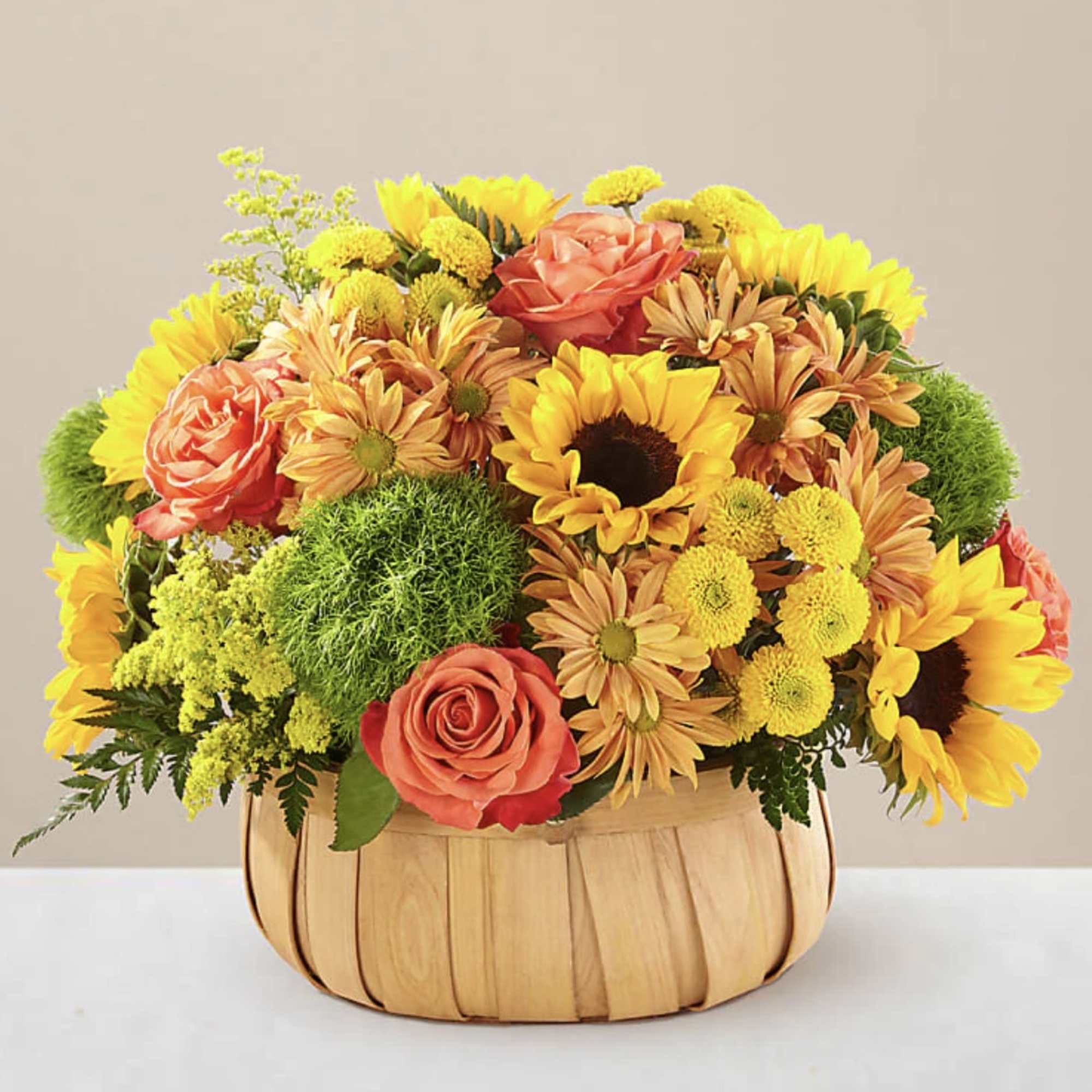 Rustic, natural beauty and vibrant shades on this basket by FTD