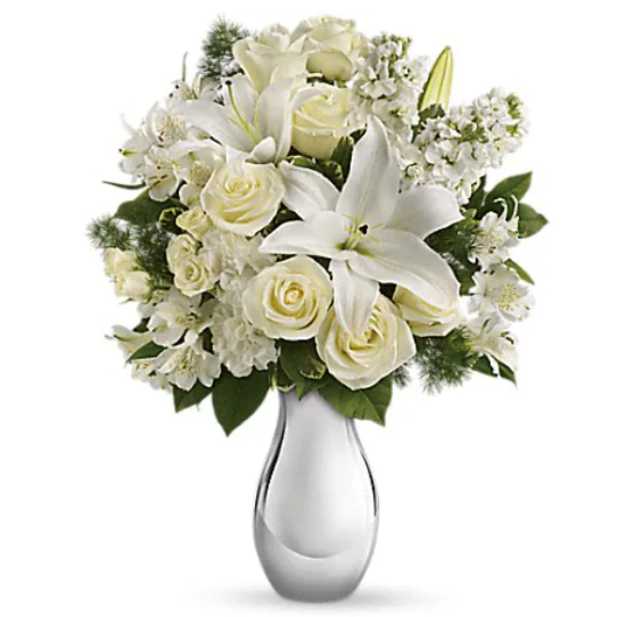 &quot;All is calm, all is white in this exquisite bouquet featuring white