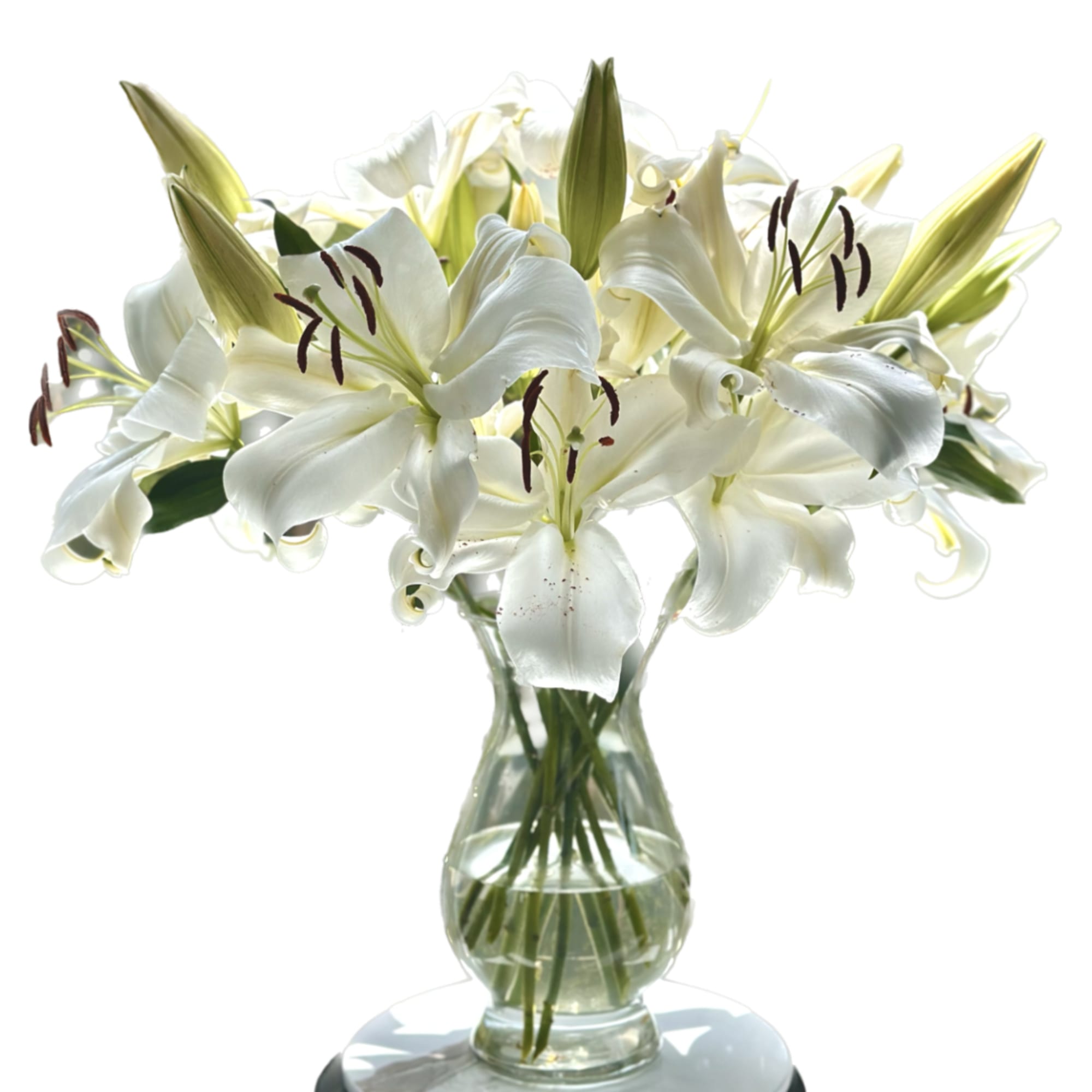 White lilies stand tall and beautiful. Send an impactful gift to somebody