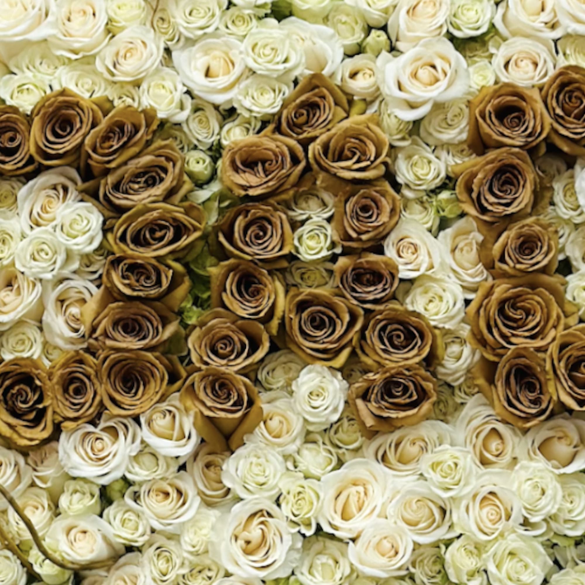 A beautiful full heart spelling out DAD. Filled with fresh florals, hydrangea