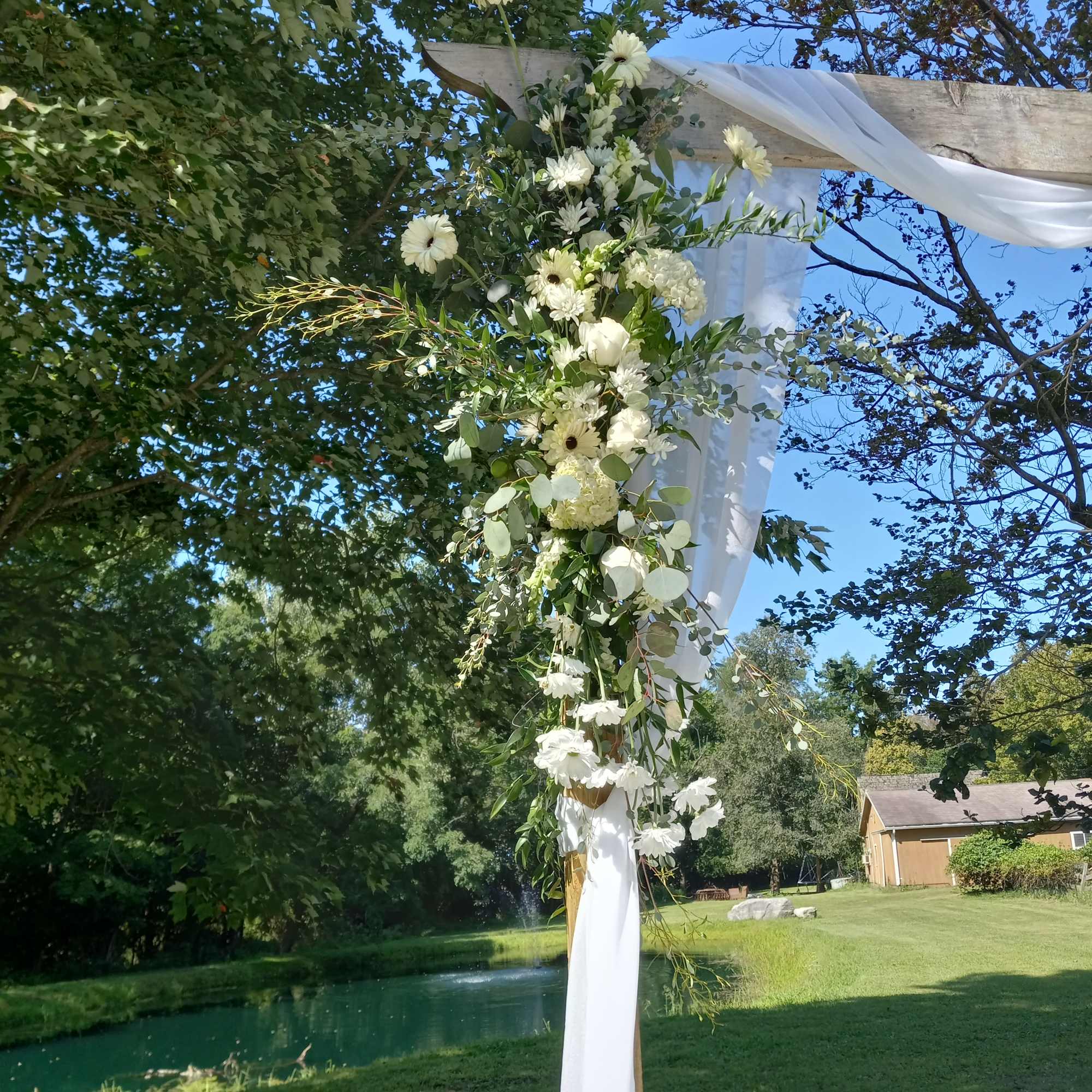 Beautiful all white roses, carnations, hydrangea and other white flowers simple two