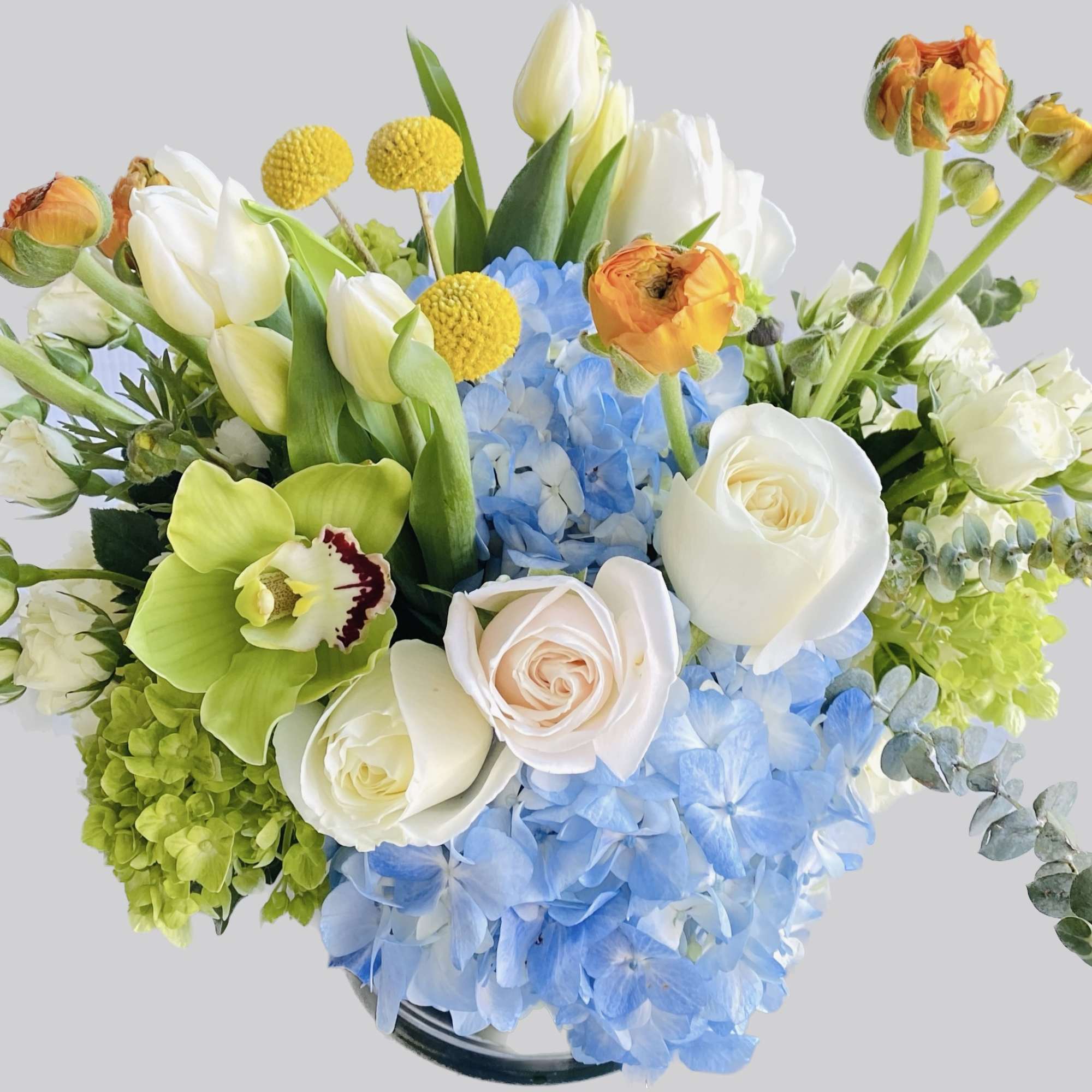  This arrangement come in a 6 by 6-inch cylinder vase and