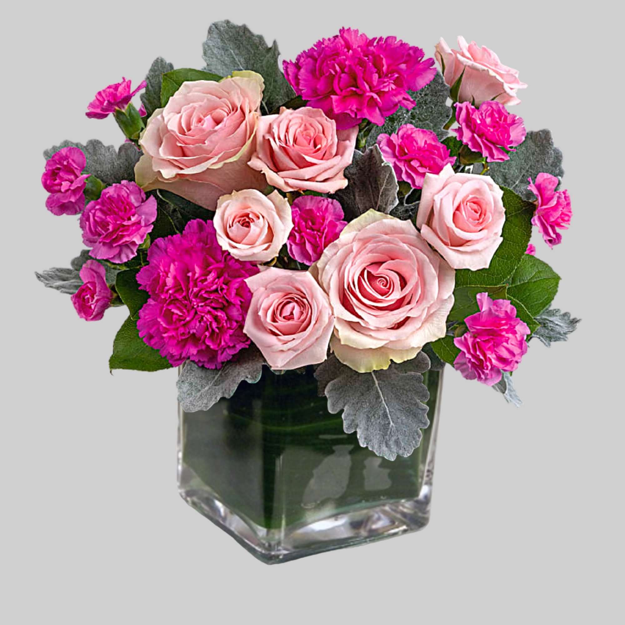 Talk about a pink-me-up! Brighten anyone&#039;s day with this cheerful rose arrangement.

DETAILS
This