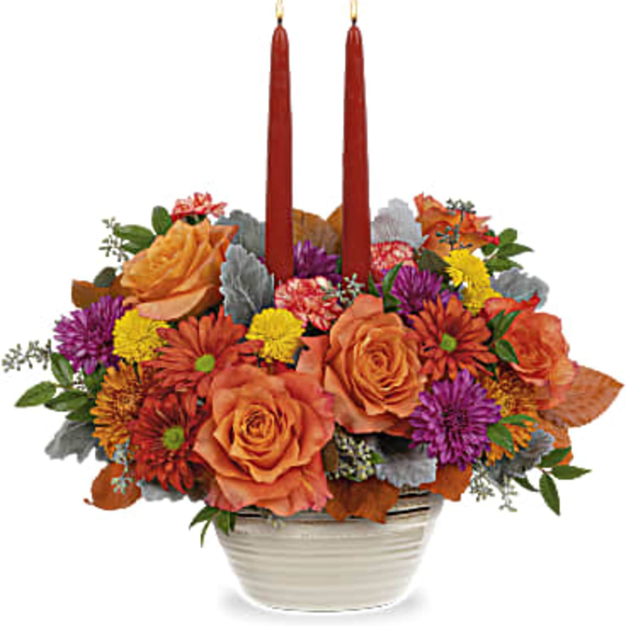 Elegant Autumn Floral Centerpiece For Your Fall Table Designed In Teleflora&#039;s Rustic