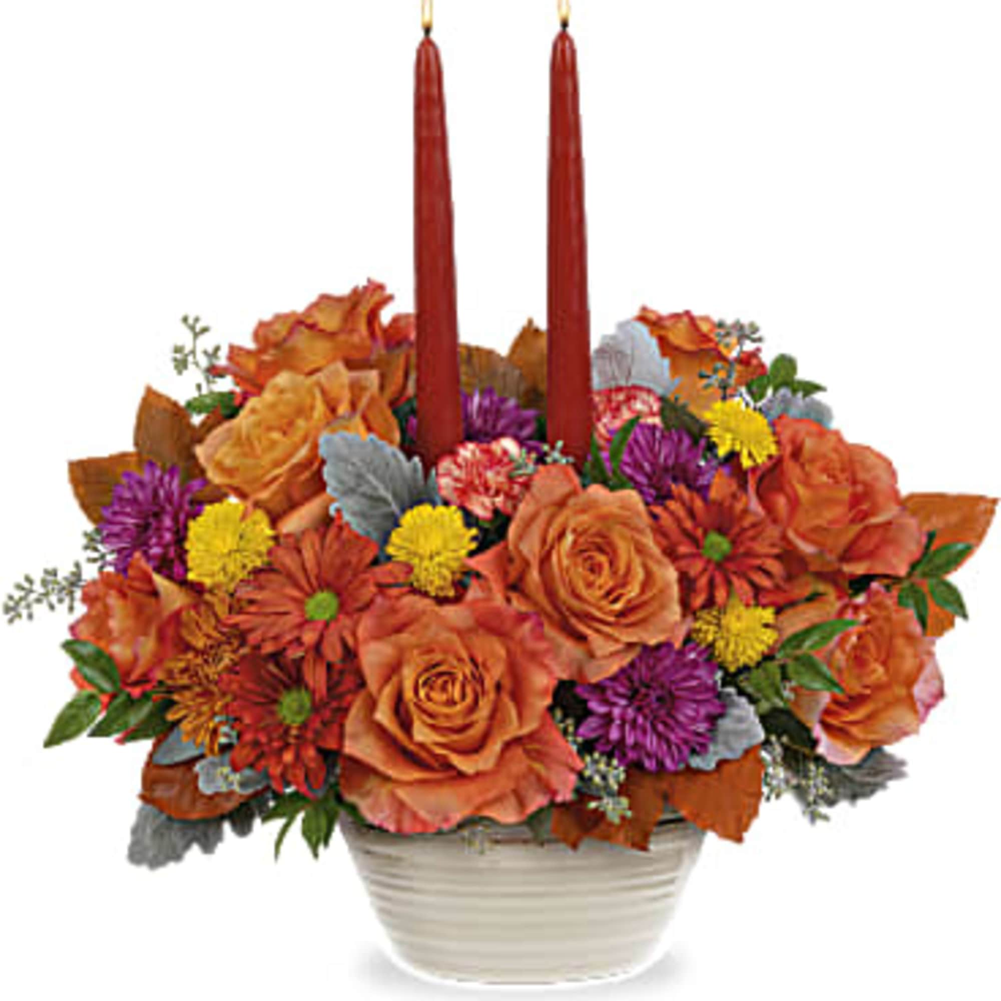 Elegant Autumn Floral Centerpiece For Your Fall Table Designed In Teleflora&#039;s Rustic