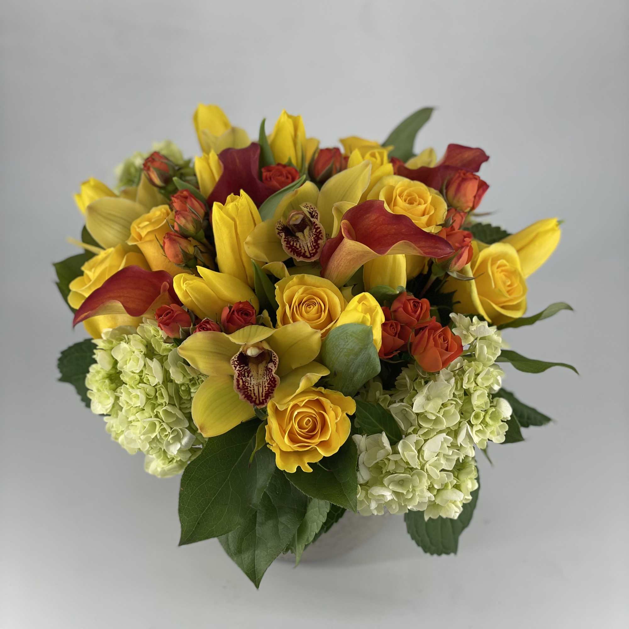 This lush mix of solar tone colors is sure bring cheer. Yellow