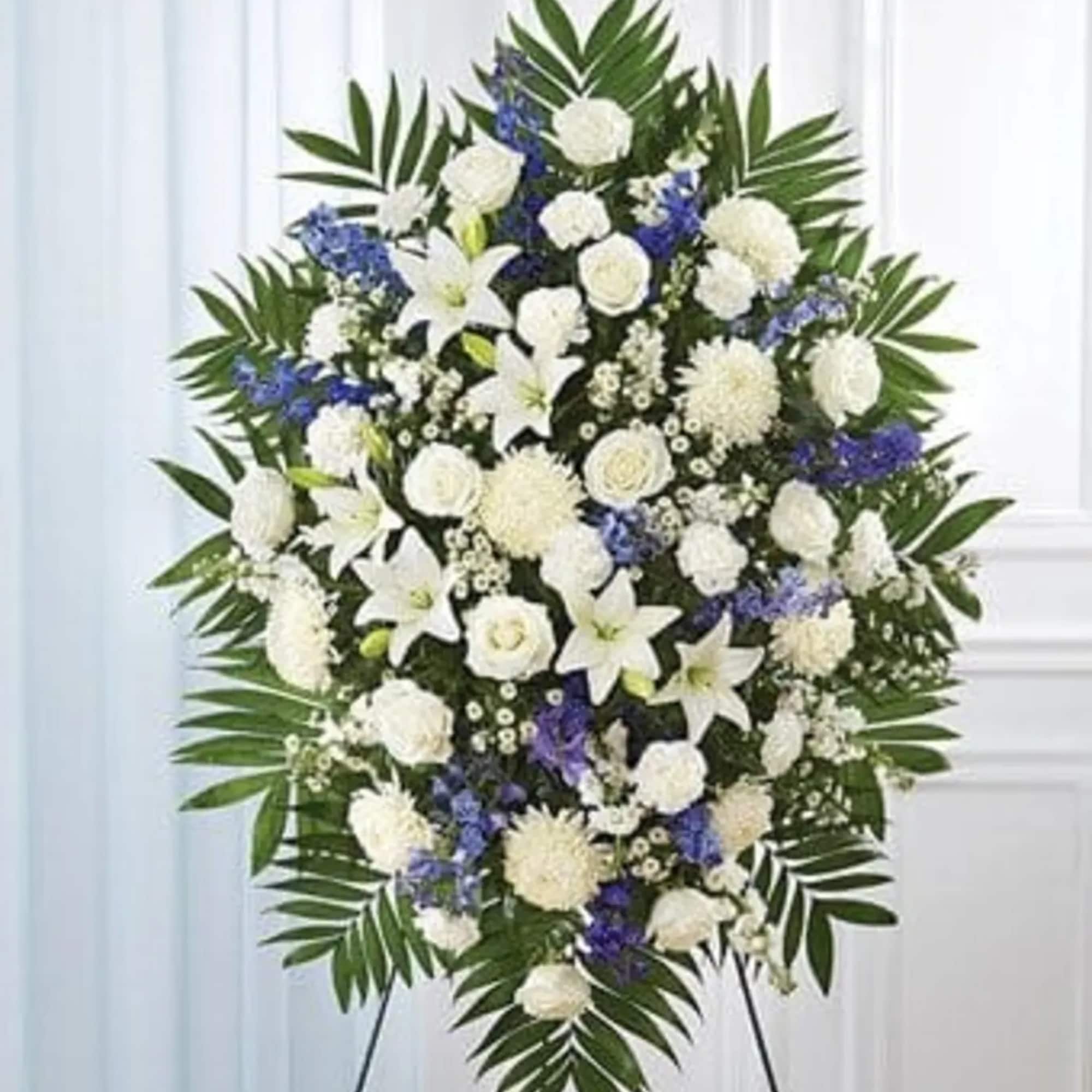 BLUE &amp; WHITE SYMPATHY STANDING SPRAY 