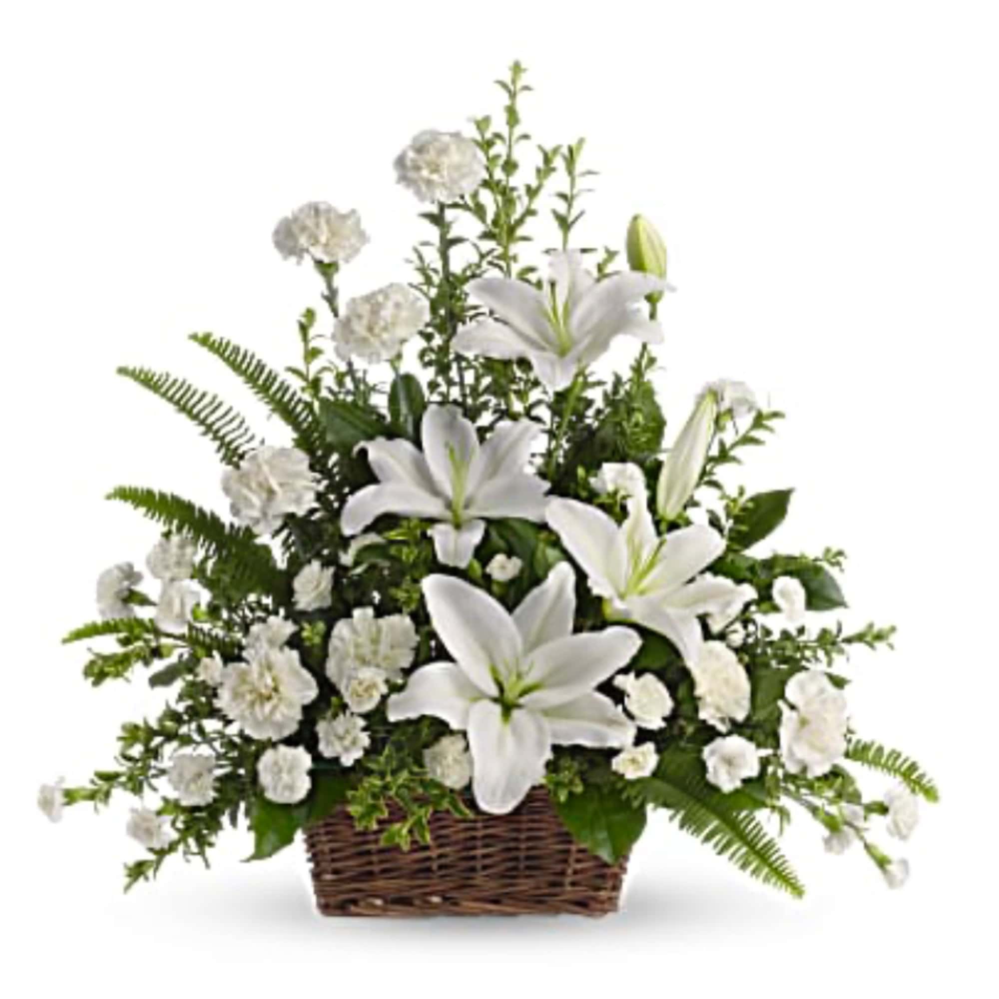 Peaceful White Lilies Basket by Teleflora T228-1A in Kansas City