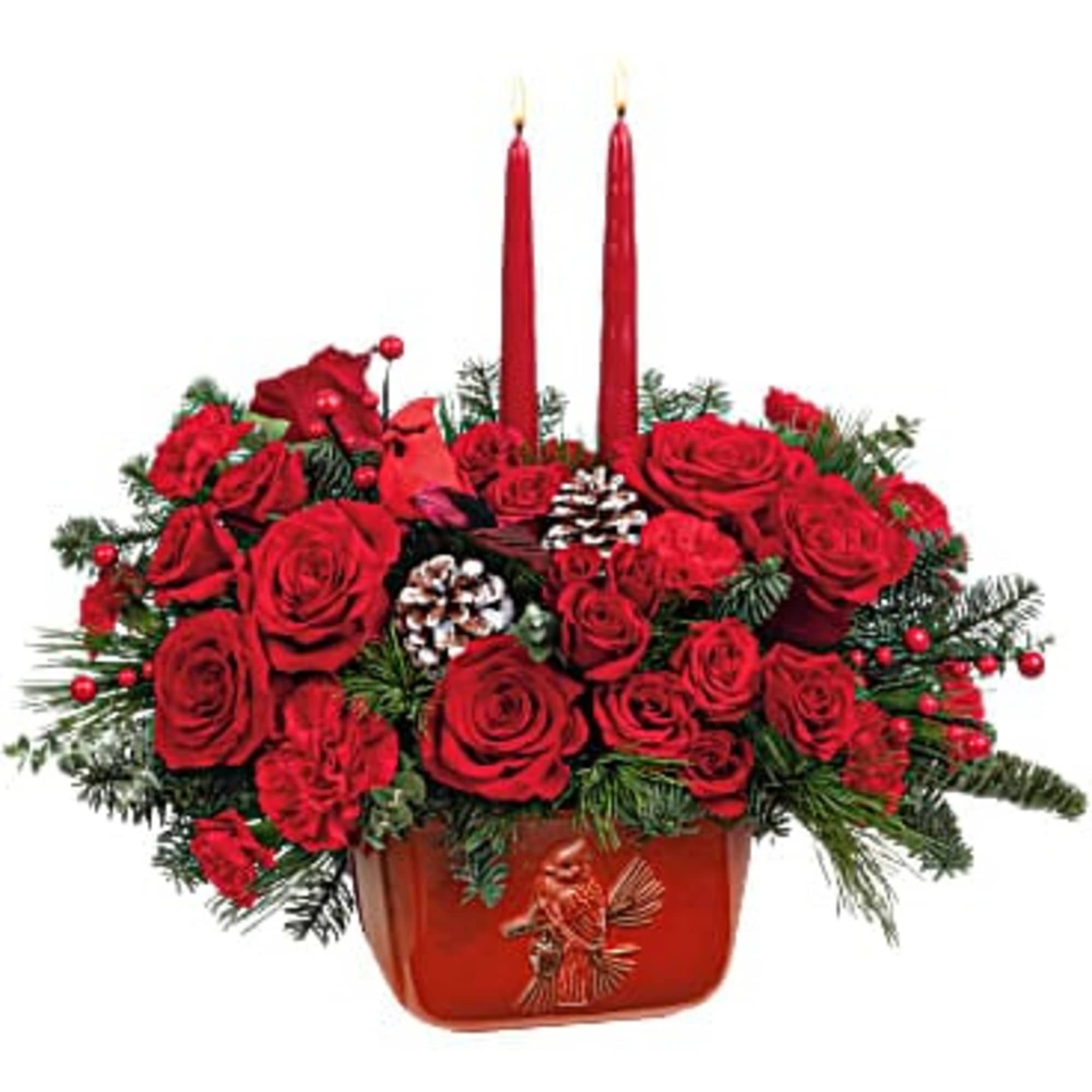 Embossed with a nostalgic cardinal motif and hand-painted a radiant crimson red