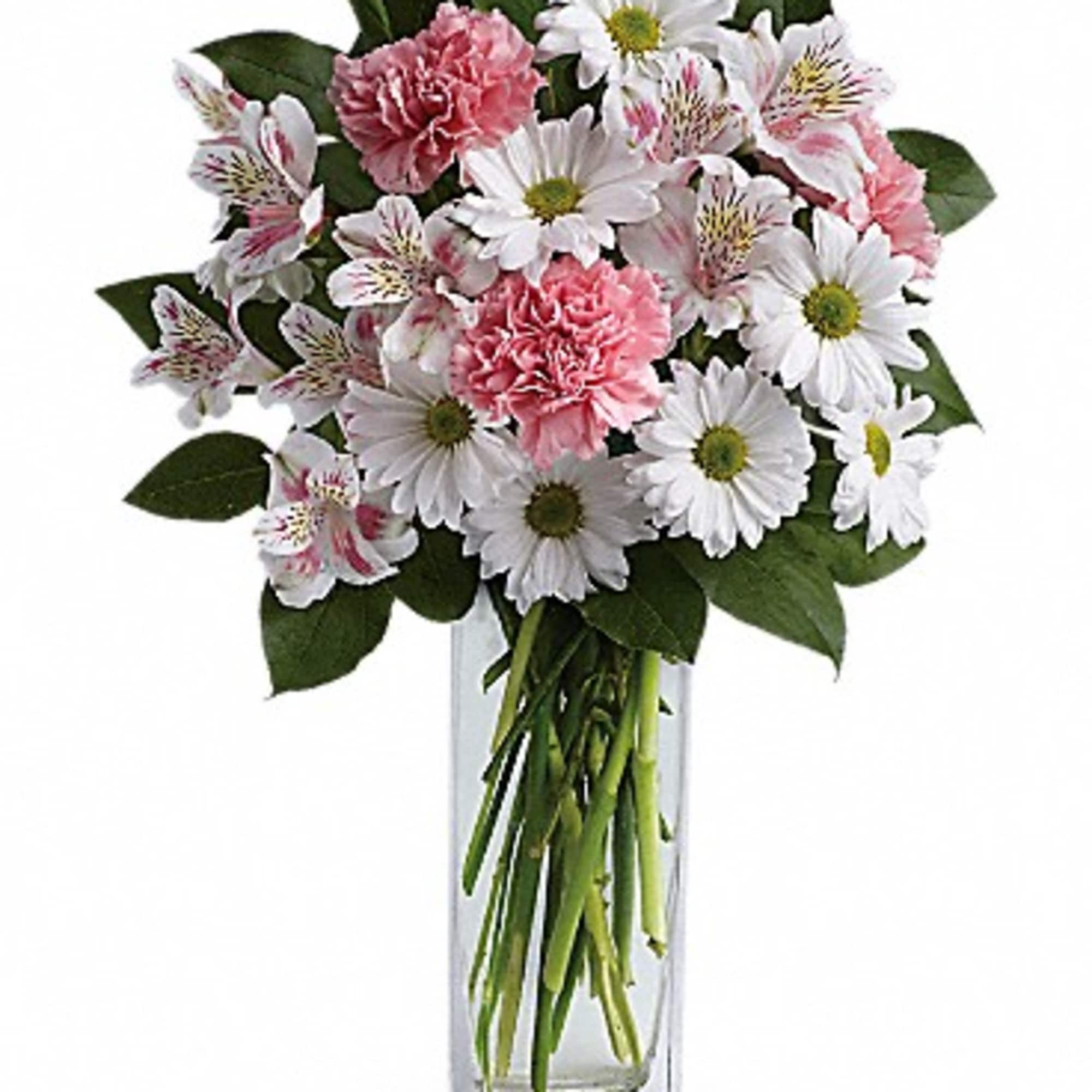 Soft and delicate, this pale pink and white bouquet speaks to the
