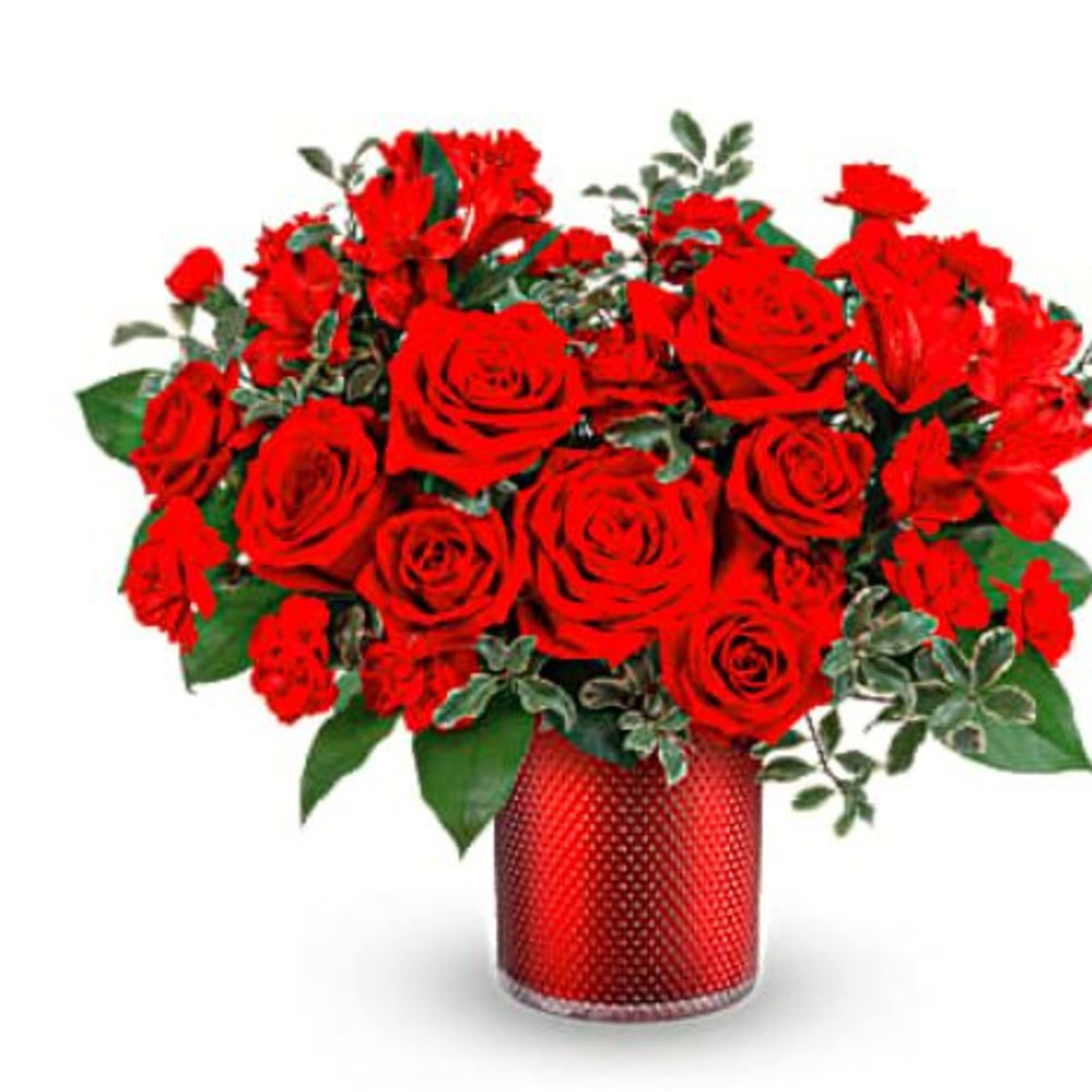 As radiant as your love, this romantic red rose bouquet looks ravishing