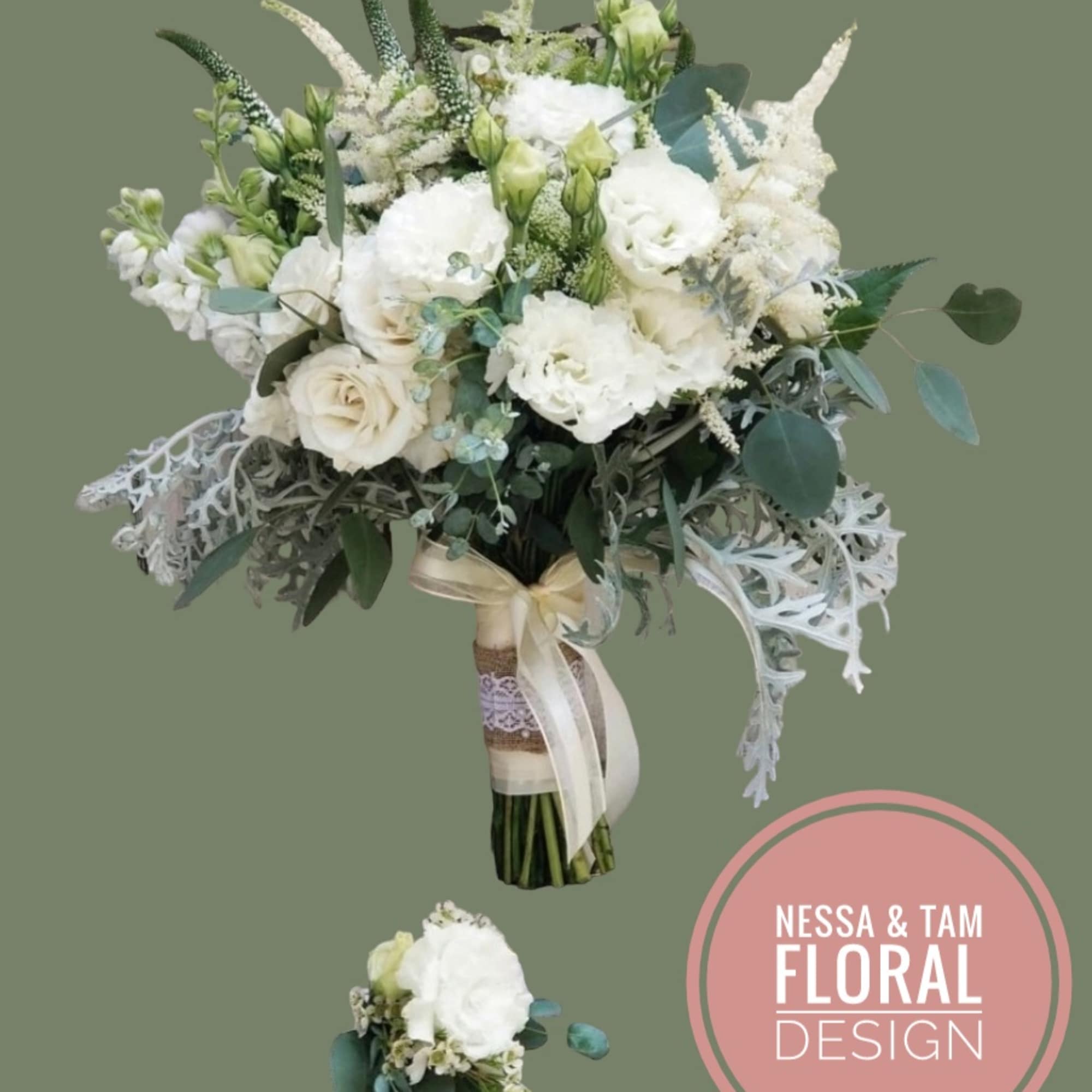 bridal bouquet and boutonniere set 