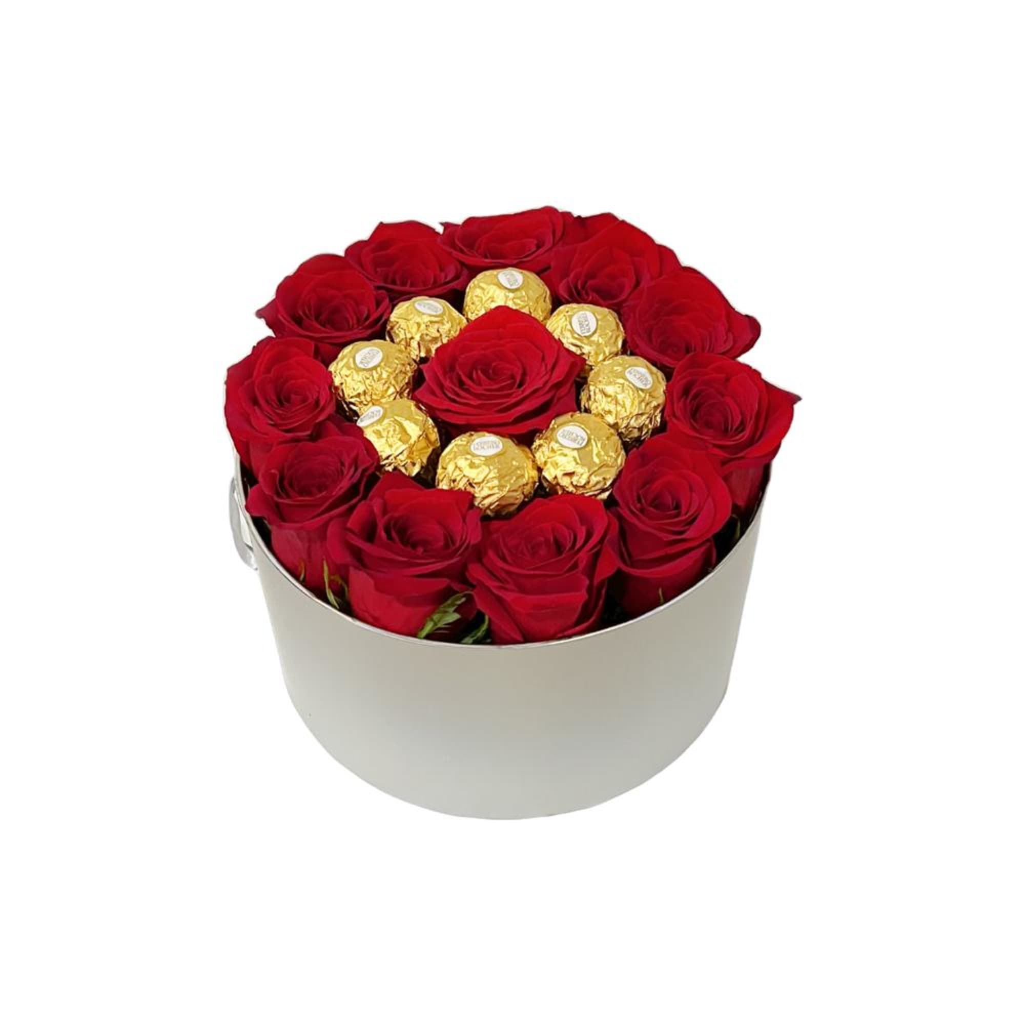 Standard price: roses in a box with chocolate in crown shaped.
Deluxe price: