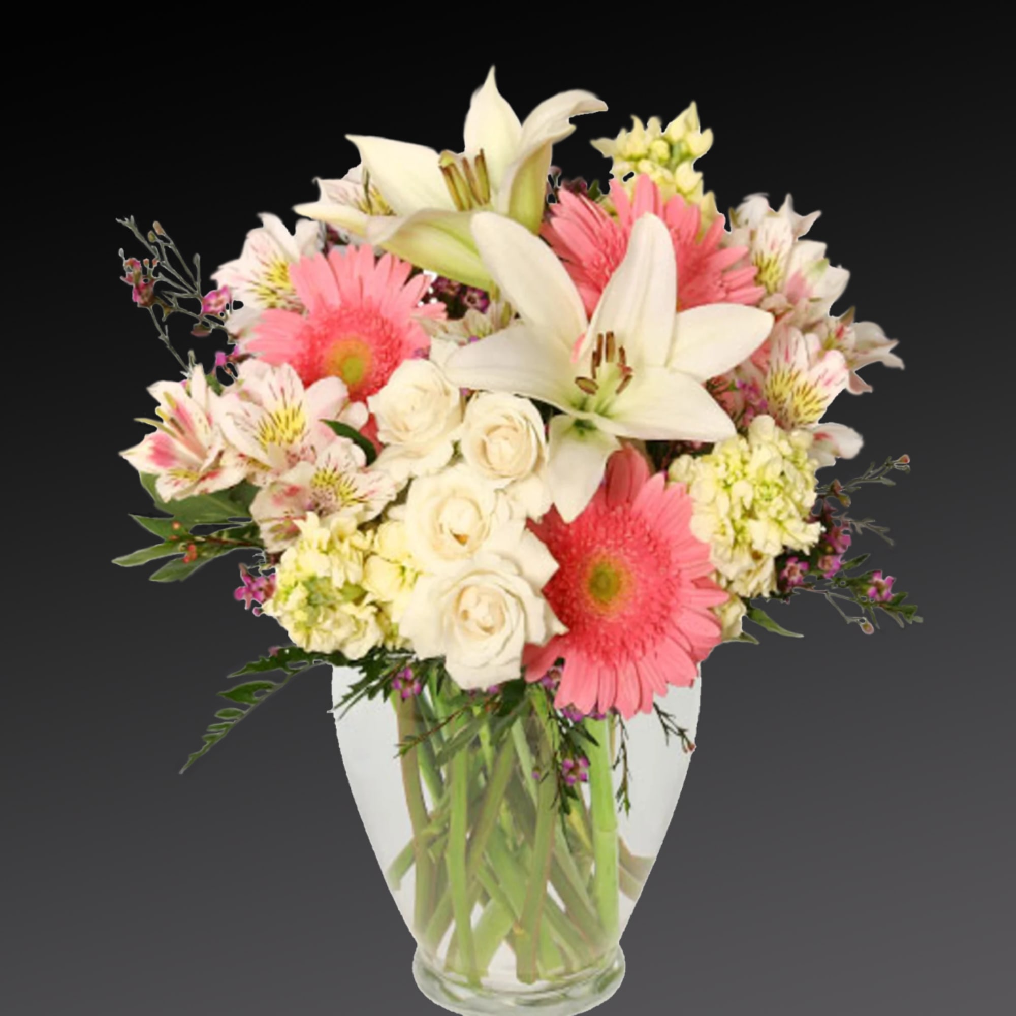 A variety of different white and pink flowers are paired together. The A variety of different white and pink flowers are paired together. The