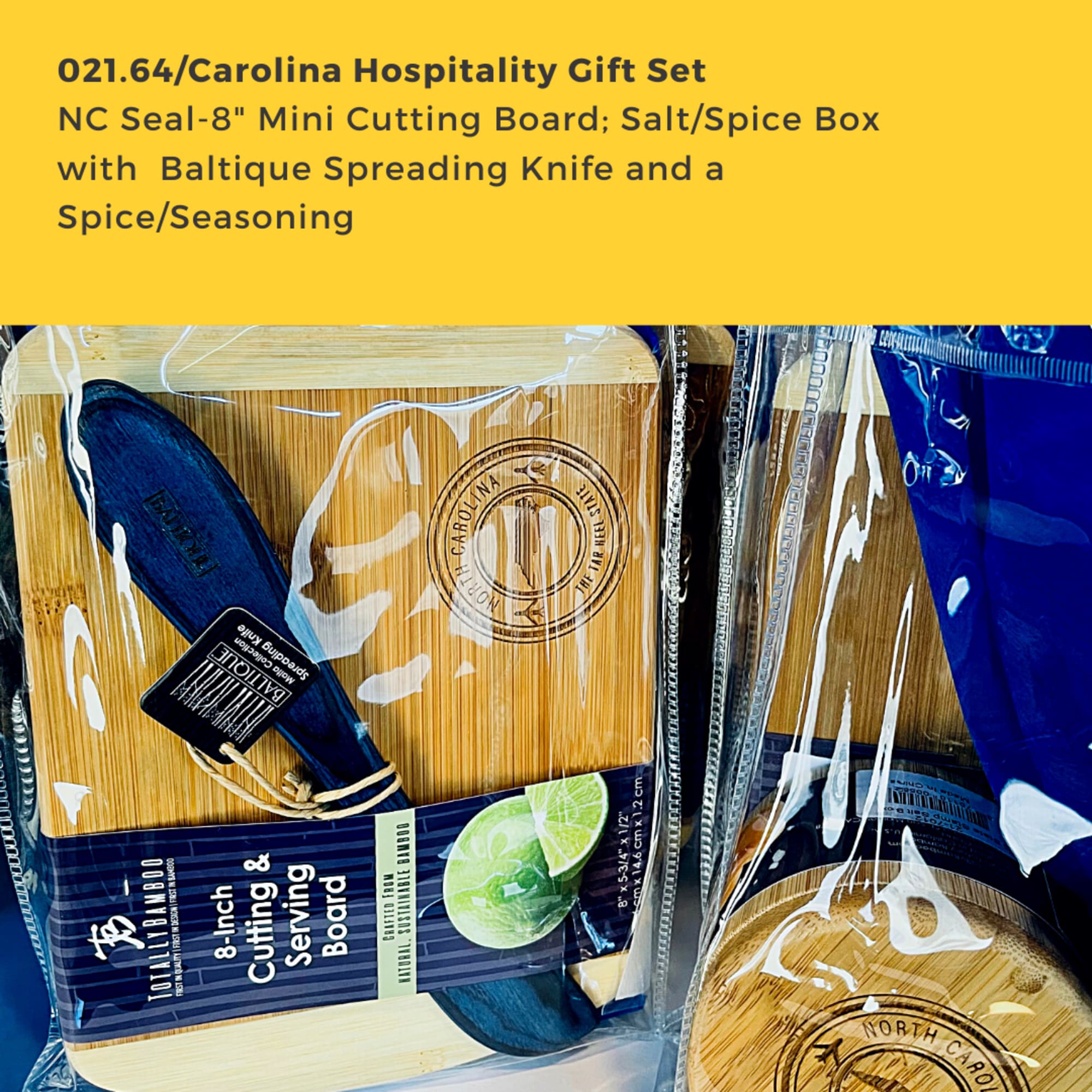 NC Souvenir Gift Set with 11&quot; cutting/serving board, w/blue Baltique Malta Spreading