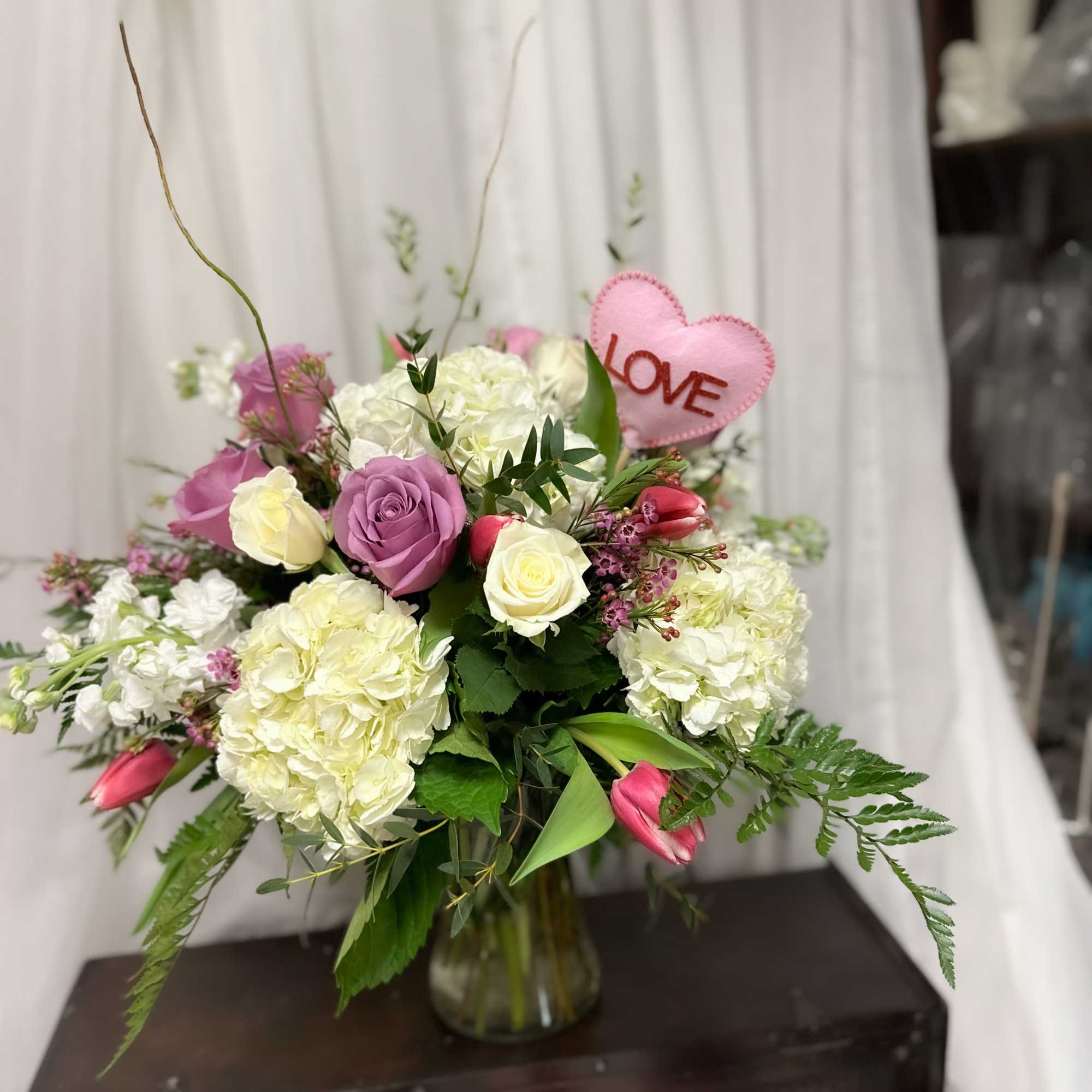 Valentine&rsquo;s day special featuring a harmonious blend of vibrant roses, delicate tulips