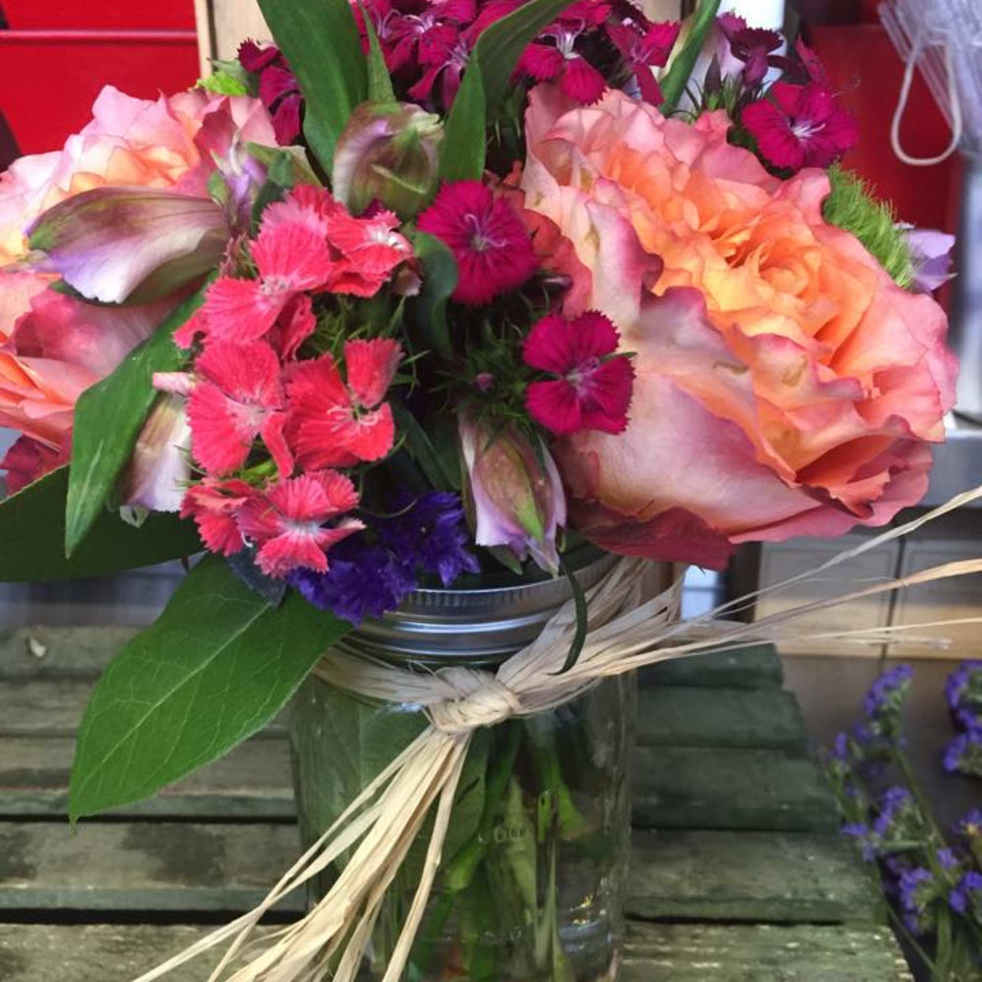 Designer&#039;s Choice Mixed flower Mason Jar.  