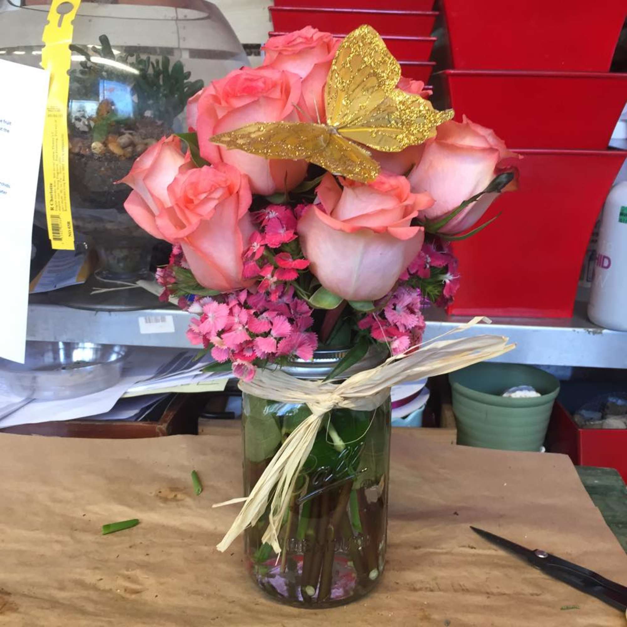 Designer&#039;s Choice Mixed flower Mason Jar.  