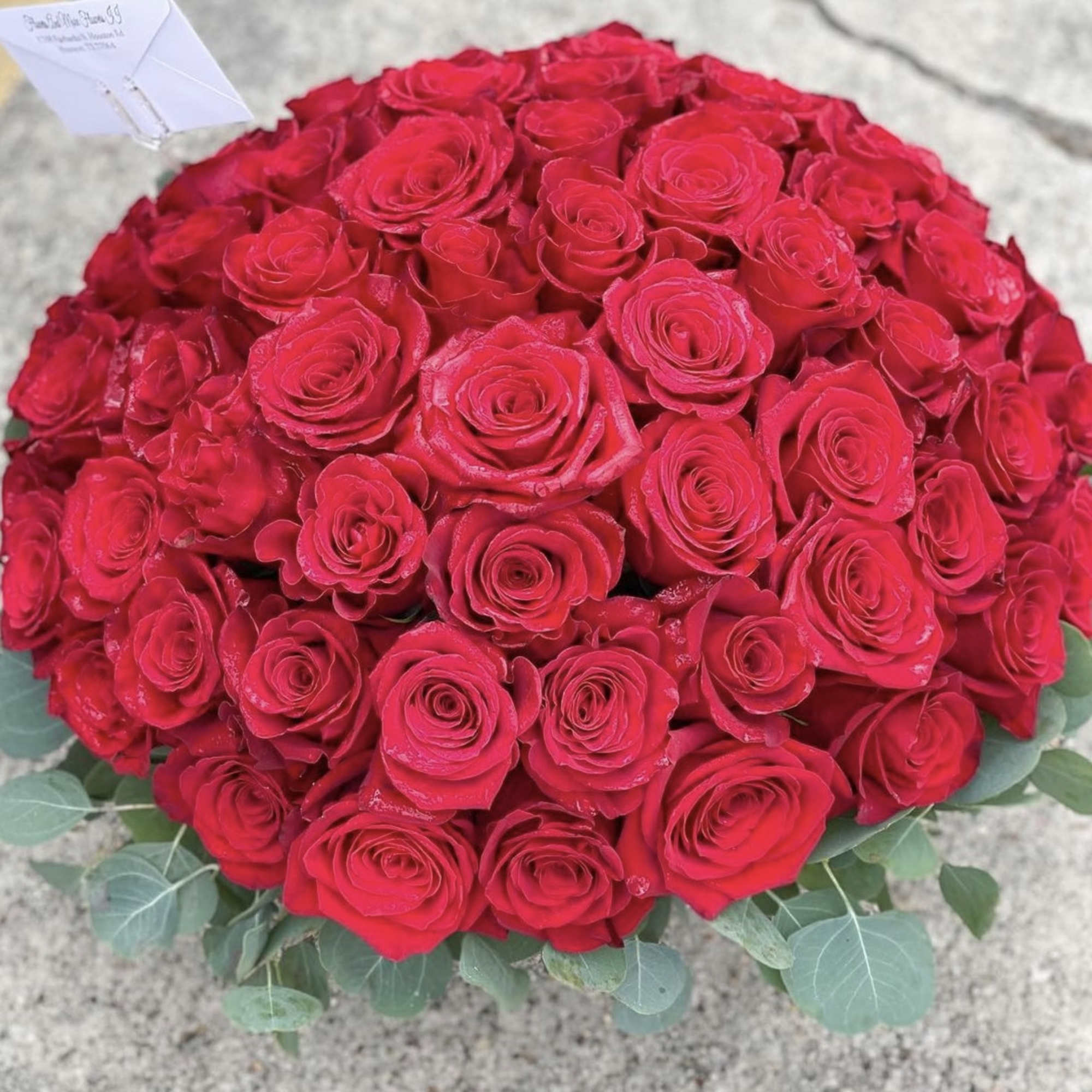 Make a bold statement with this beautifully simple design. Four Dozen Red
