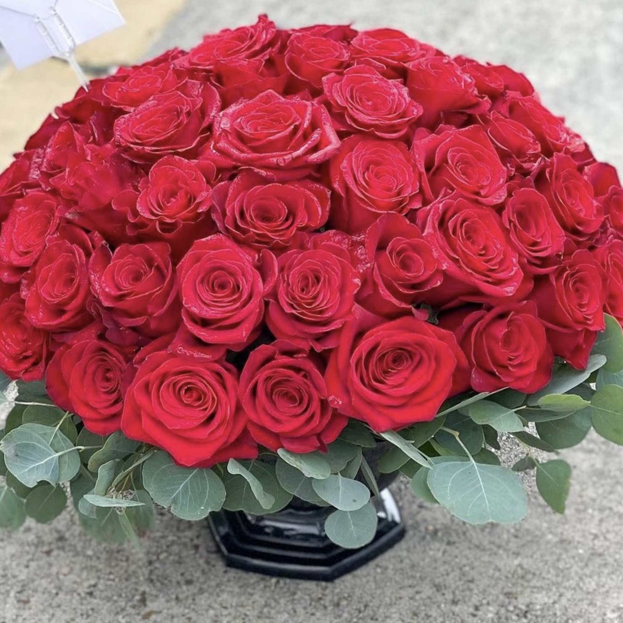 Make a bold statement with this beautifully simple design. Four Dozen Red