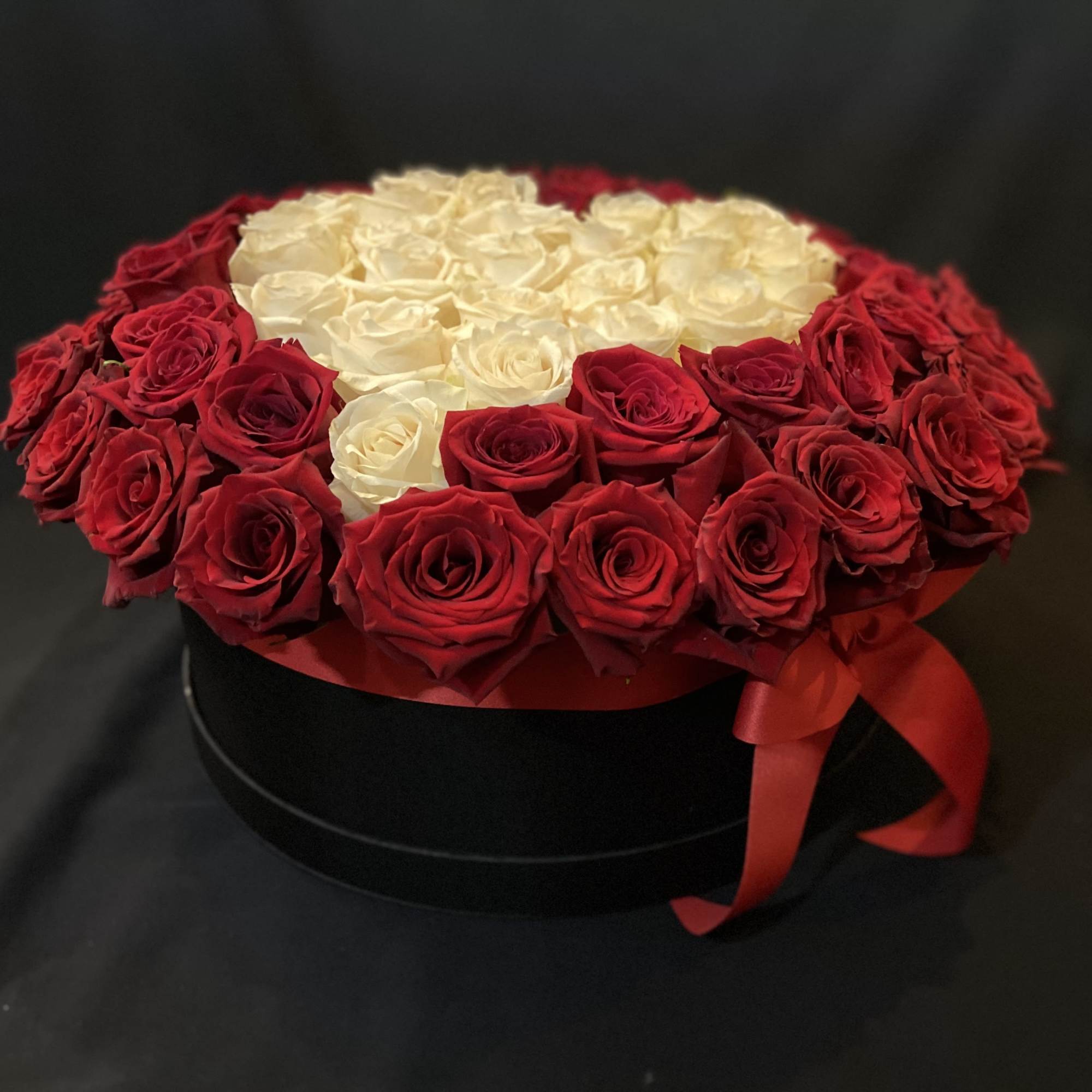 75 Red Roses and 25 White Roses Made a Heart. 