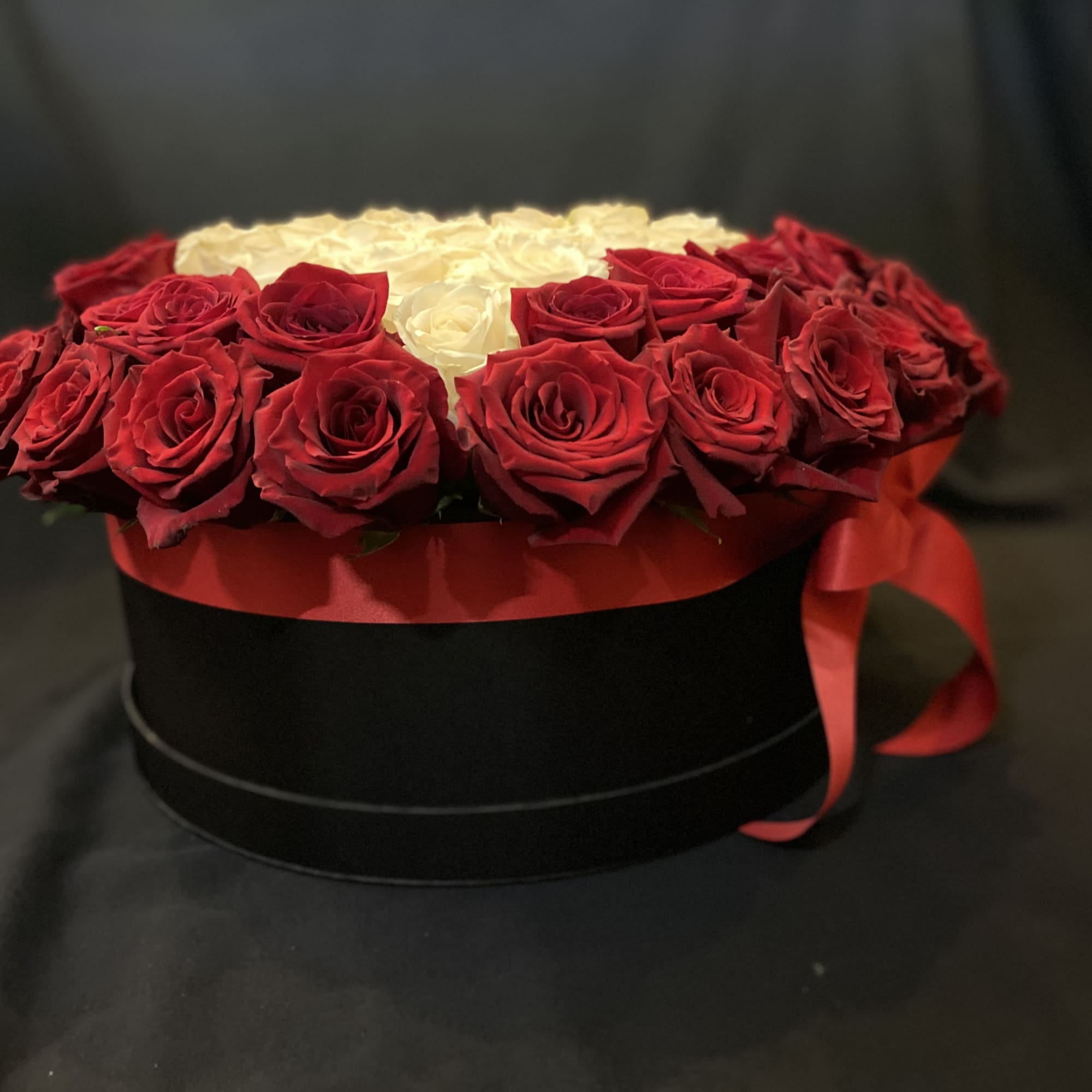 75 Red Roses and 25 White Roses Made a Heart. 