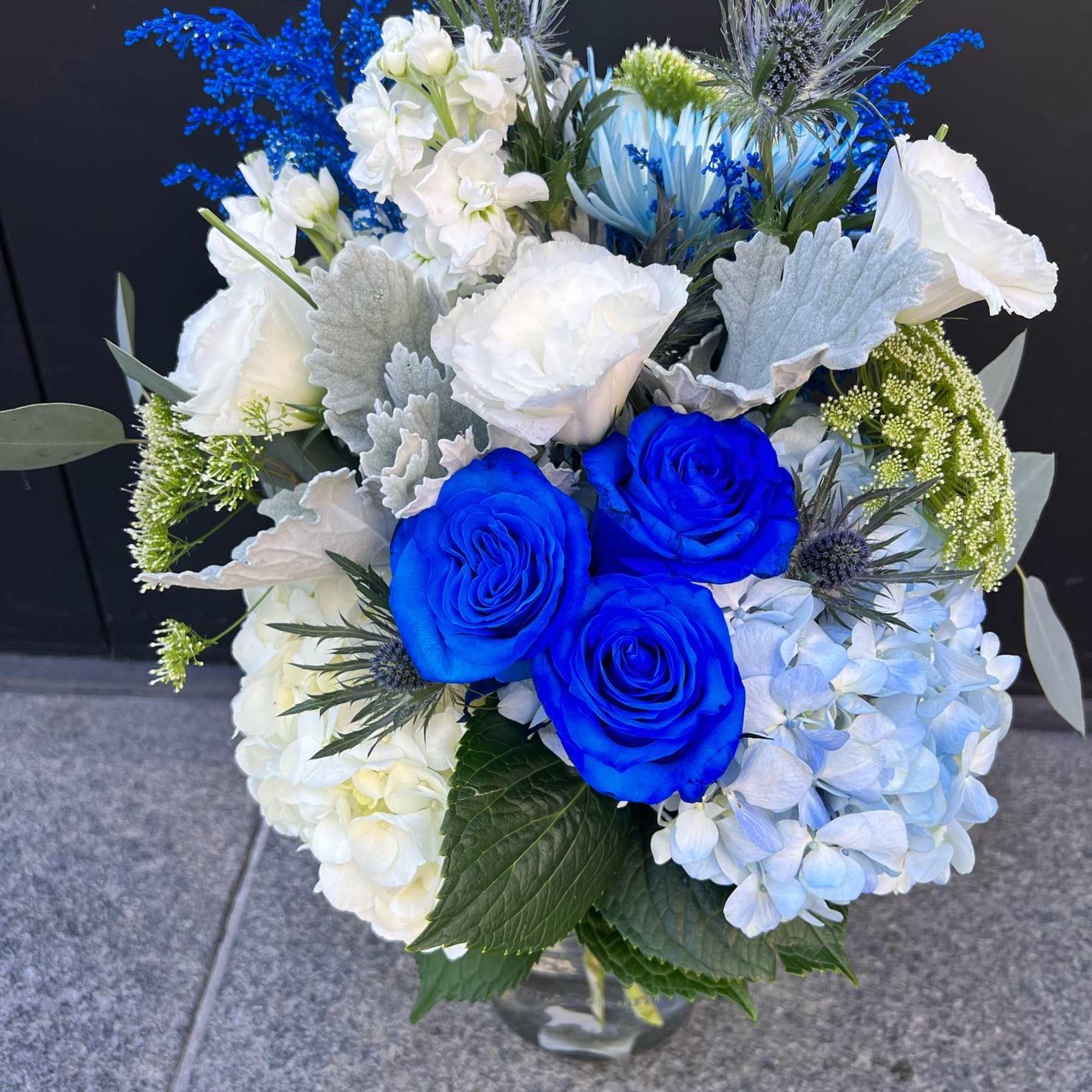 Beautiful Light Pink Roses, Hydrangea&#039;s, White Stock with Irish Bells in our