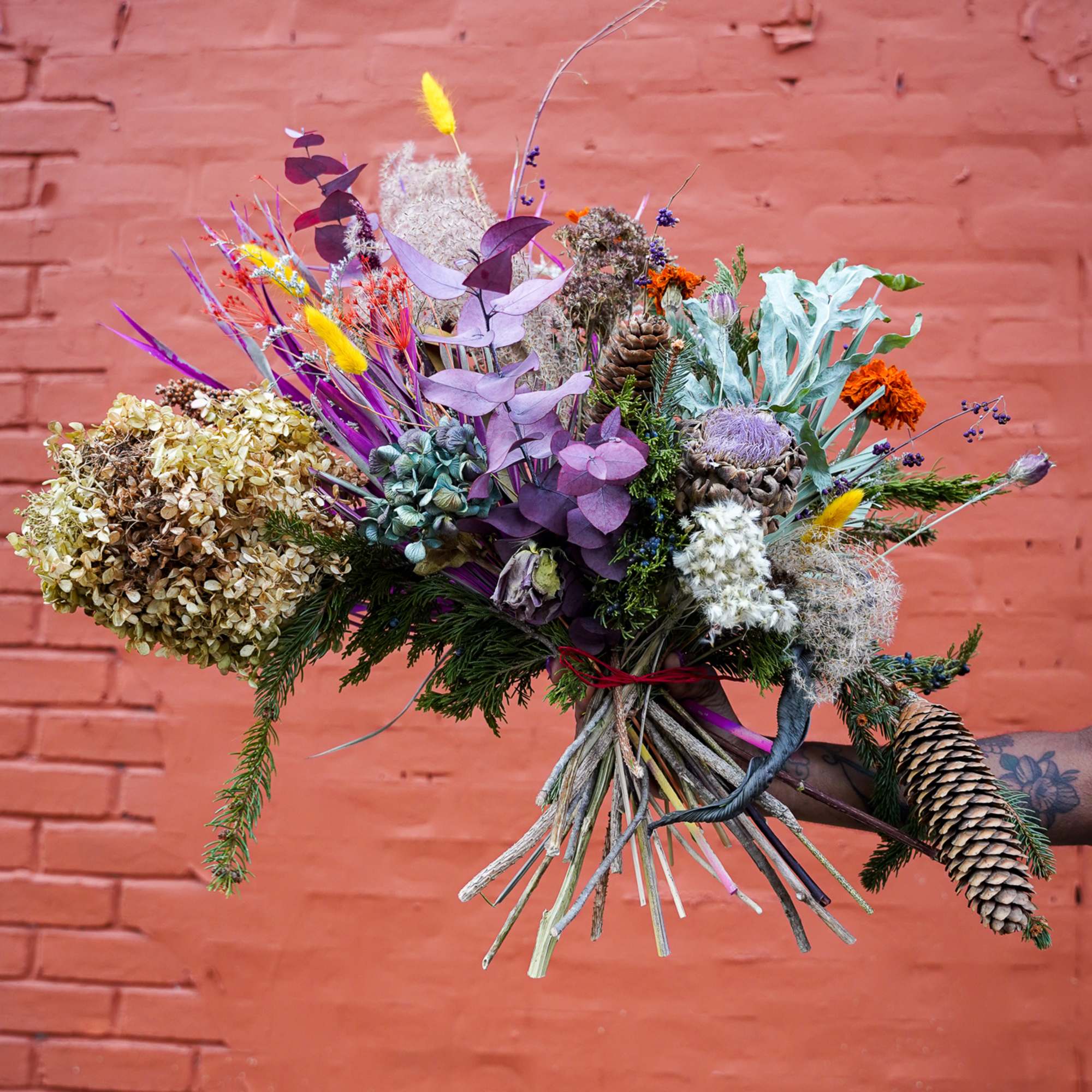 Gift this everlasting bouquet created using blooms dried in-house throughout the year