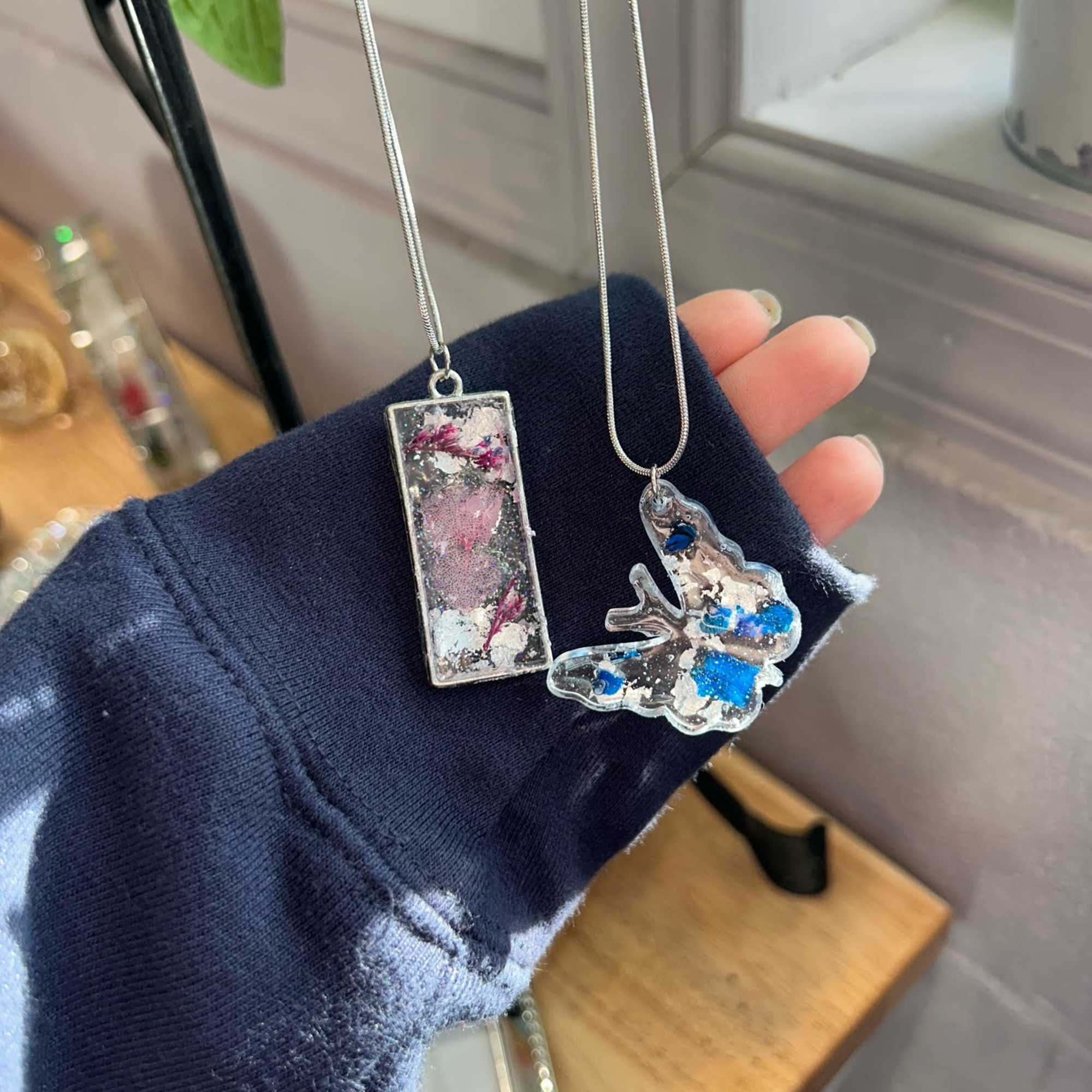 These custom-made resin necklace&#039;s are a perfect gift idea.  These are