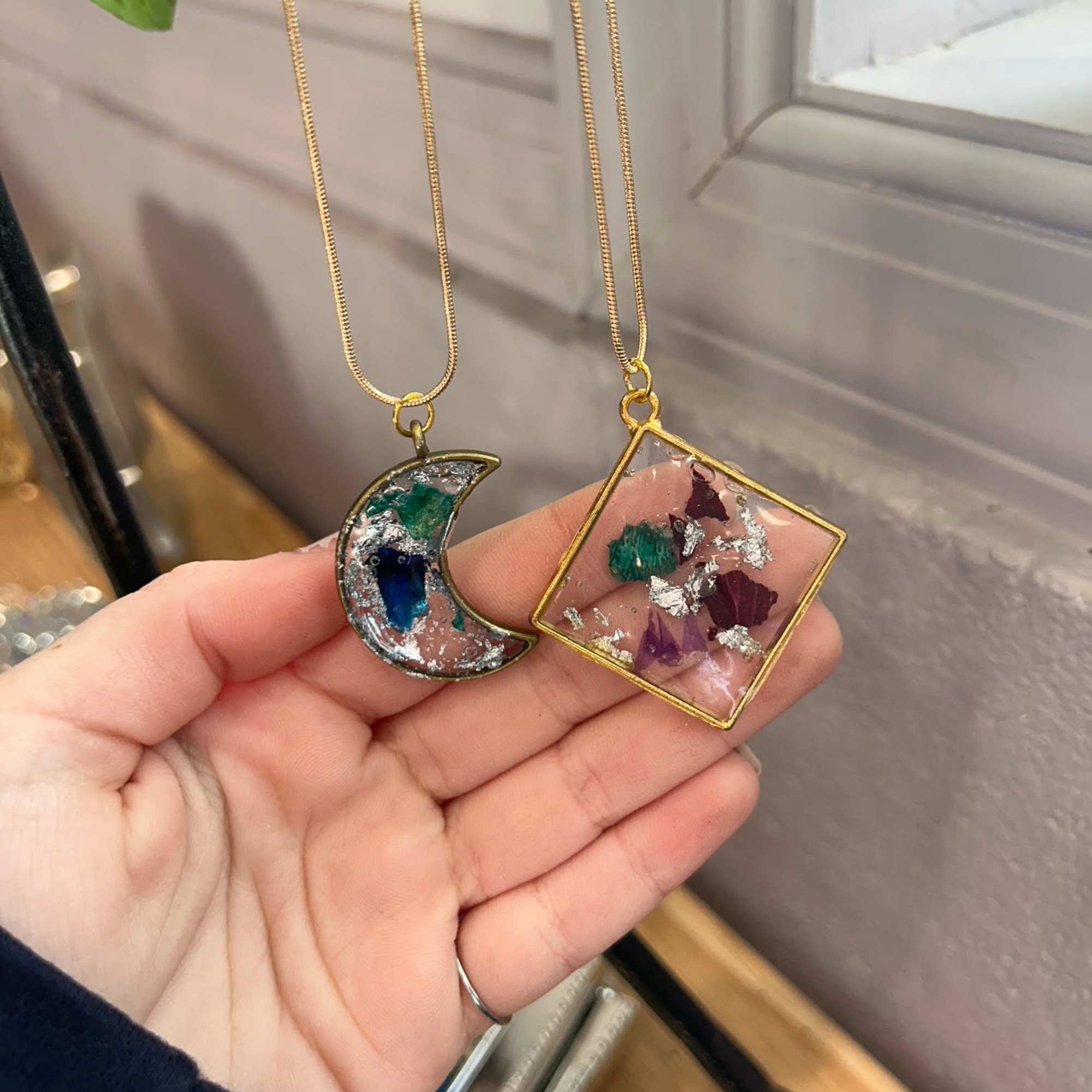 Custom Resin Necklace in Westminster MD Flowers By Wendy Carol