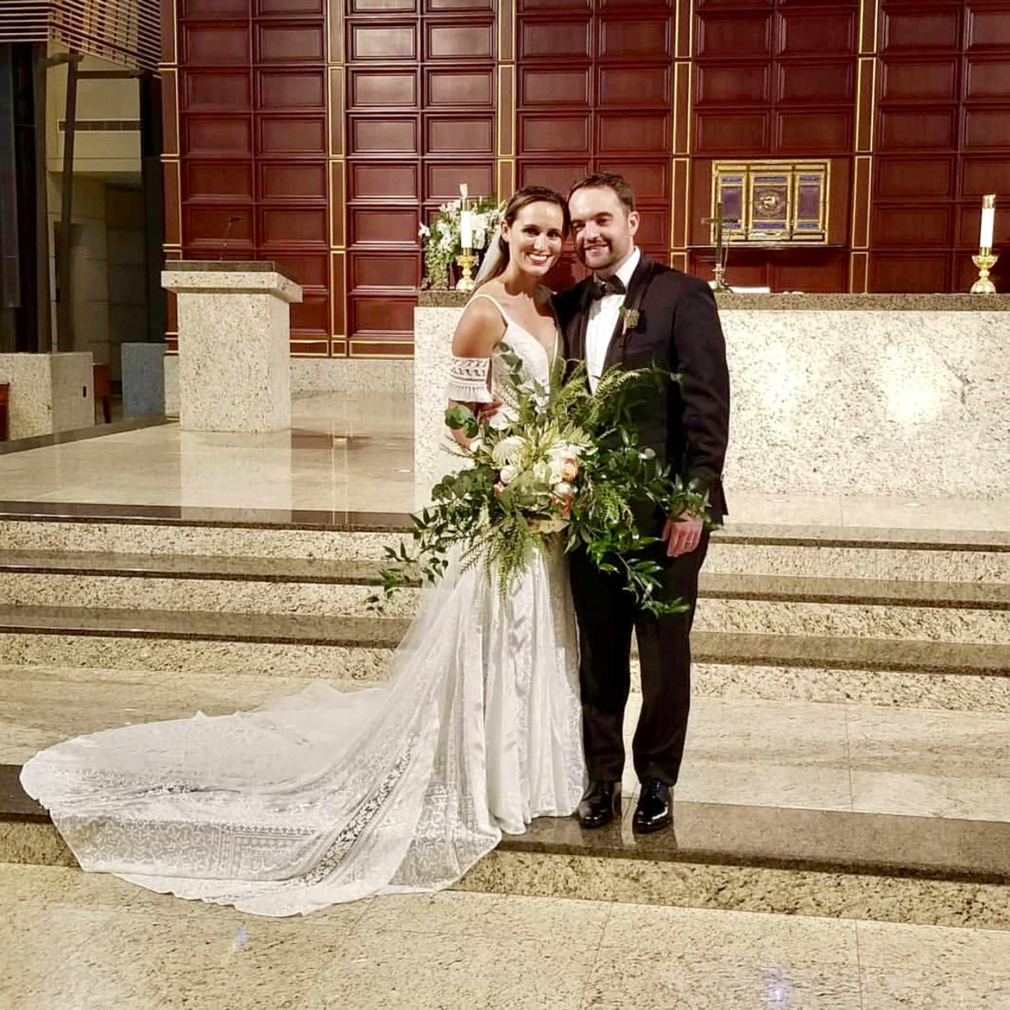 This bold, cascading bouquet was created for a beautiful Miami wedding. The