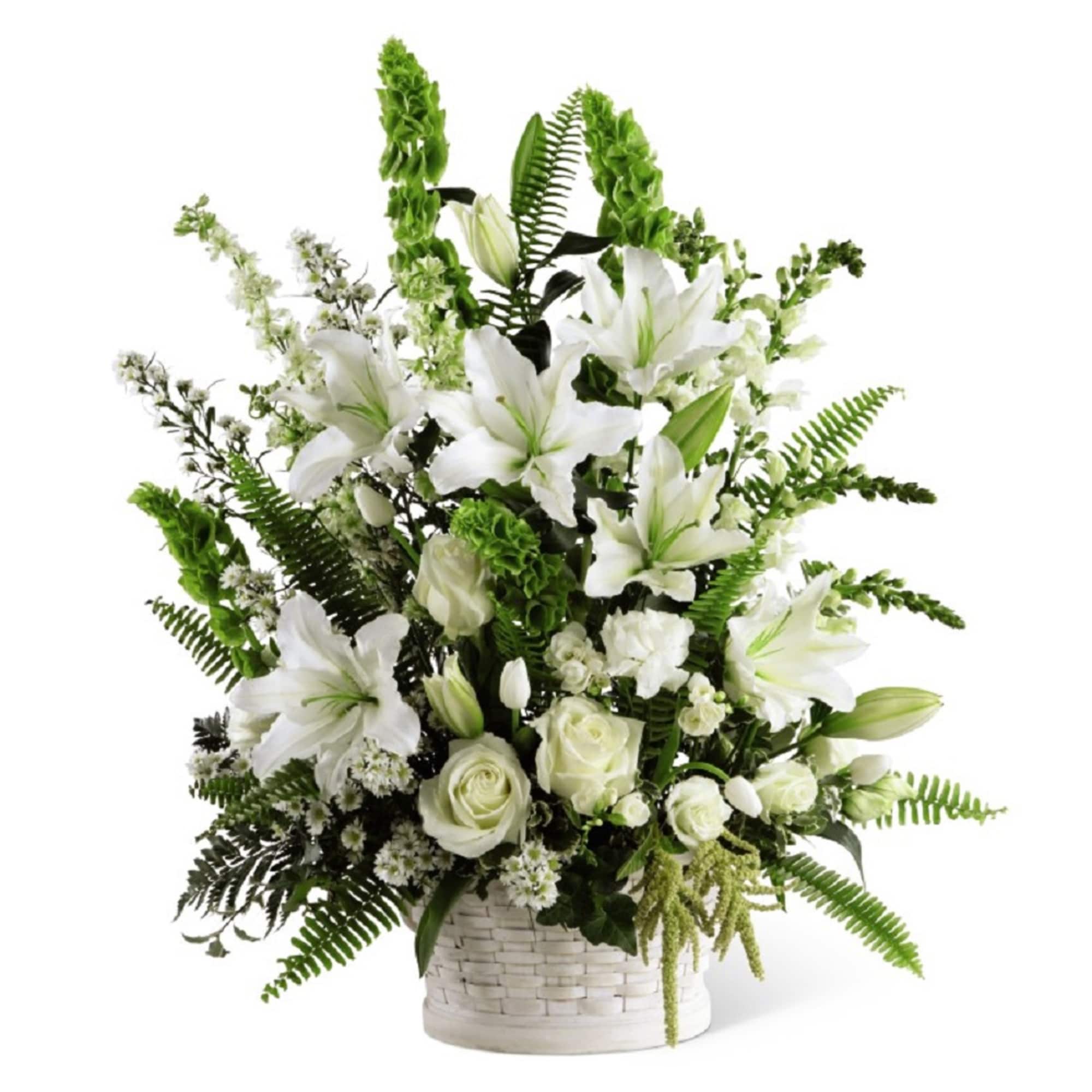 The In Our Thoughts Arrangement is a symbol of pure peace and