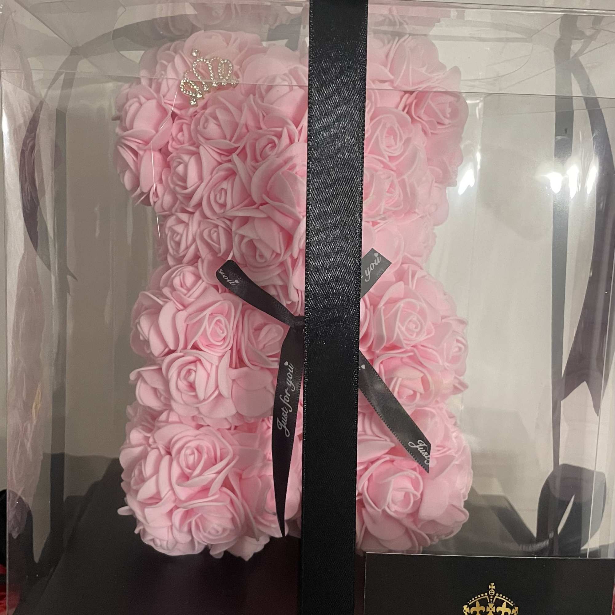 beautiful bear of foam roses this gift will be transported in a