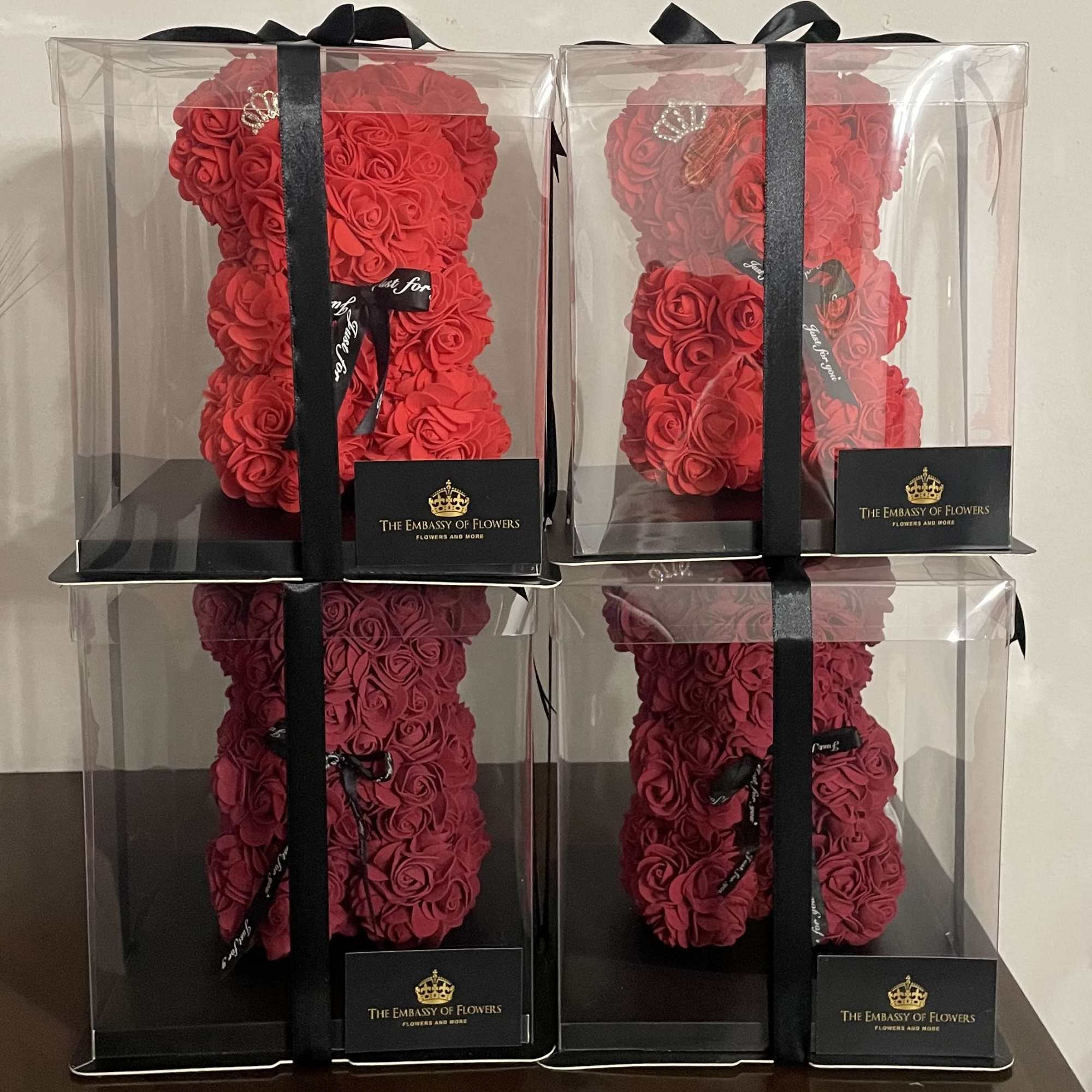 beautiful bear of foam roses this gift will be transported in a