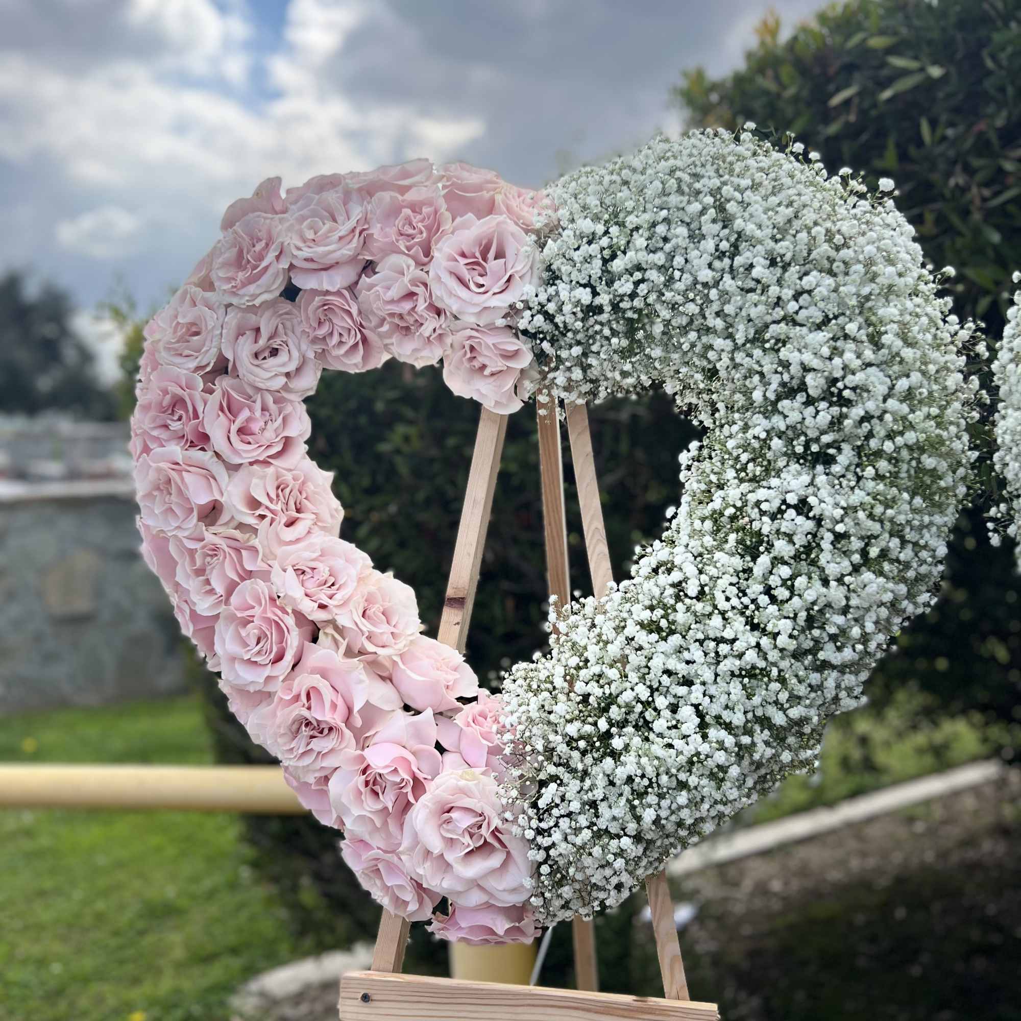 3 Dozen Pink Roses and White Baby Breath, 28&quot;.