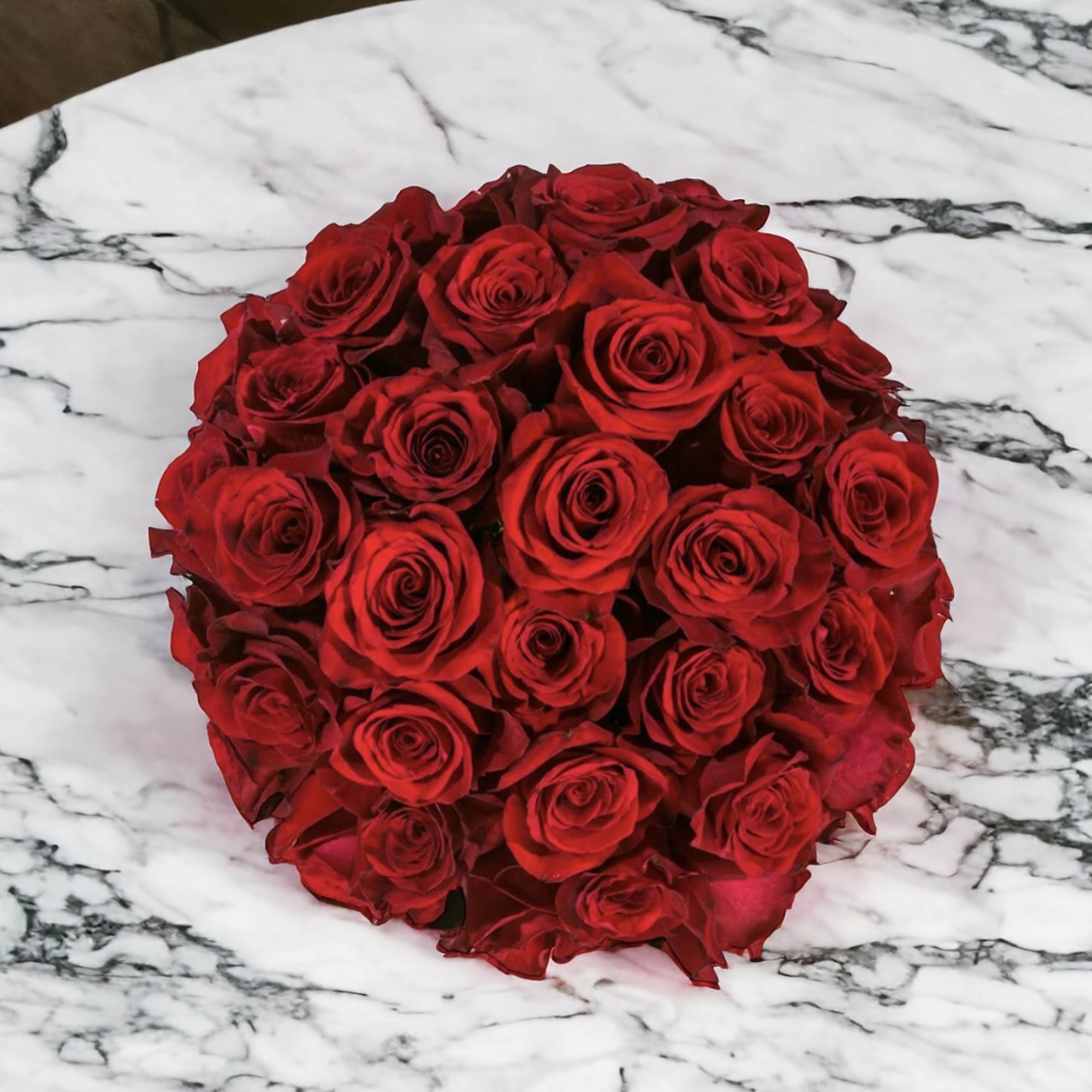 Make a bold statement with this beautifully simple design. Three Dozen Red