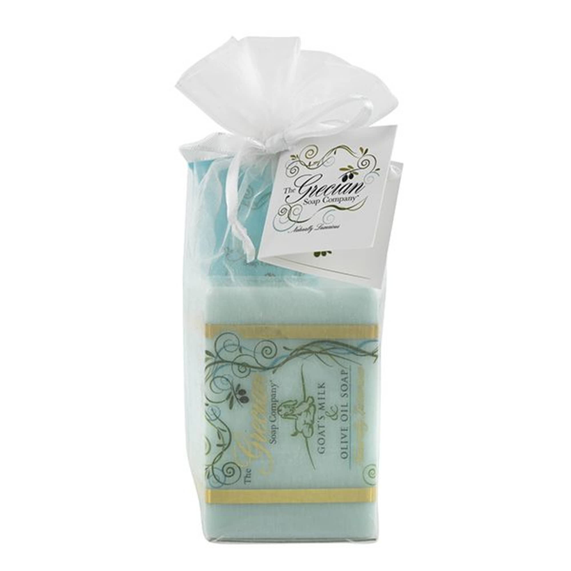 This charming gift bag holds The Grecian Soap Company&#039;s favorite fragrant lotions