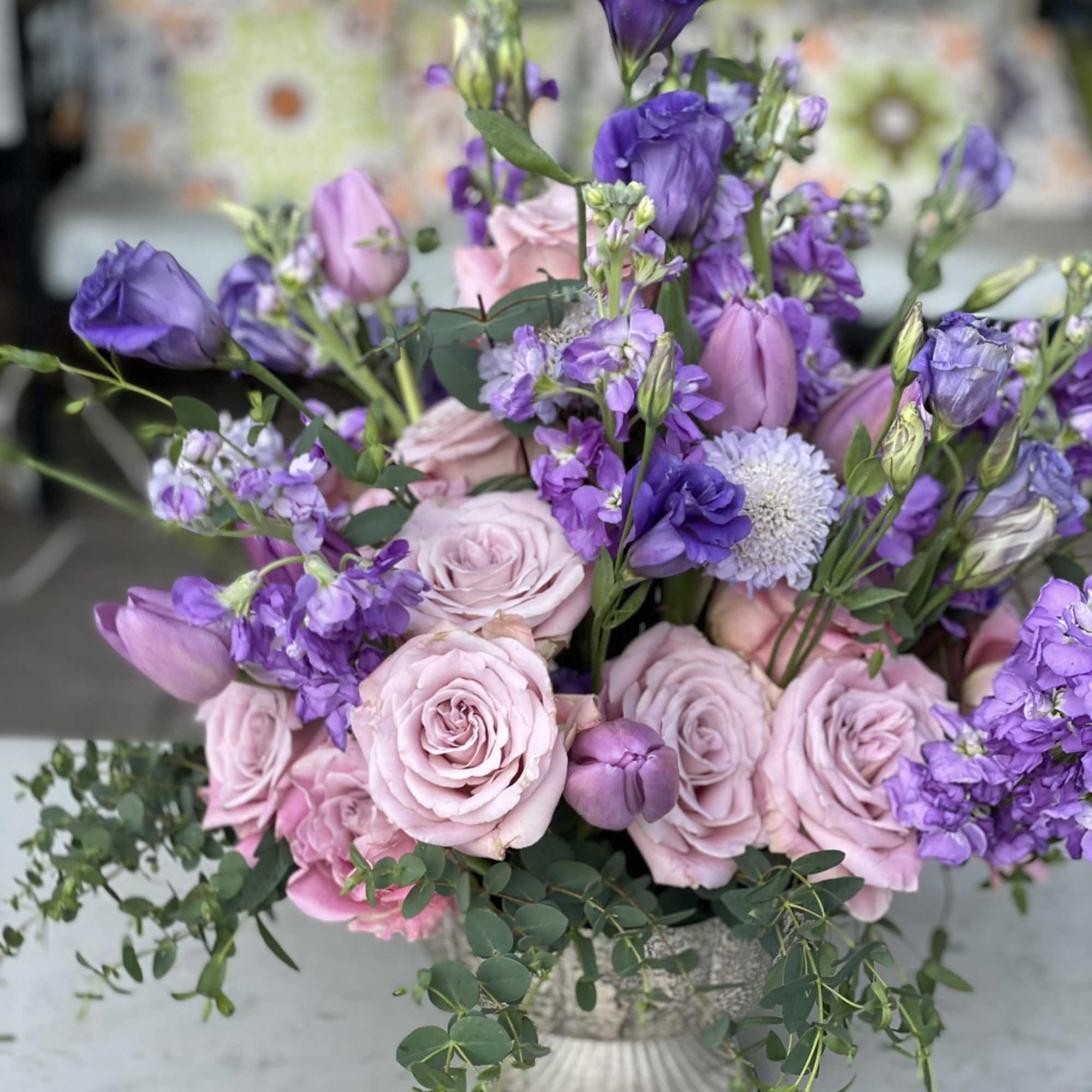This beautiful combination of purples, violets, and lavender create a bright and