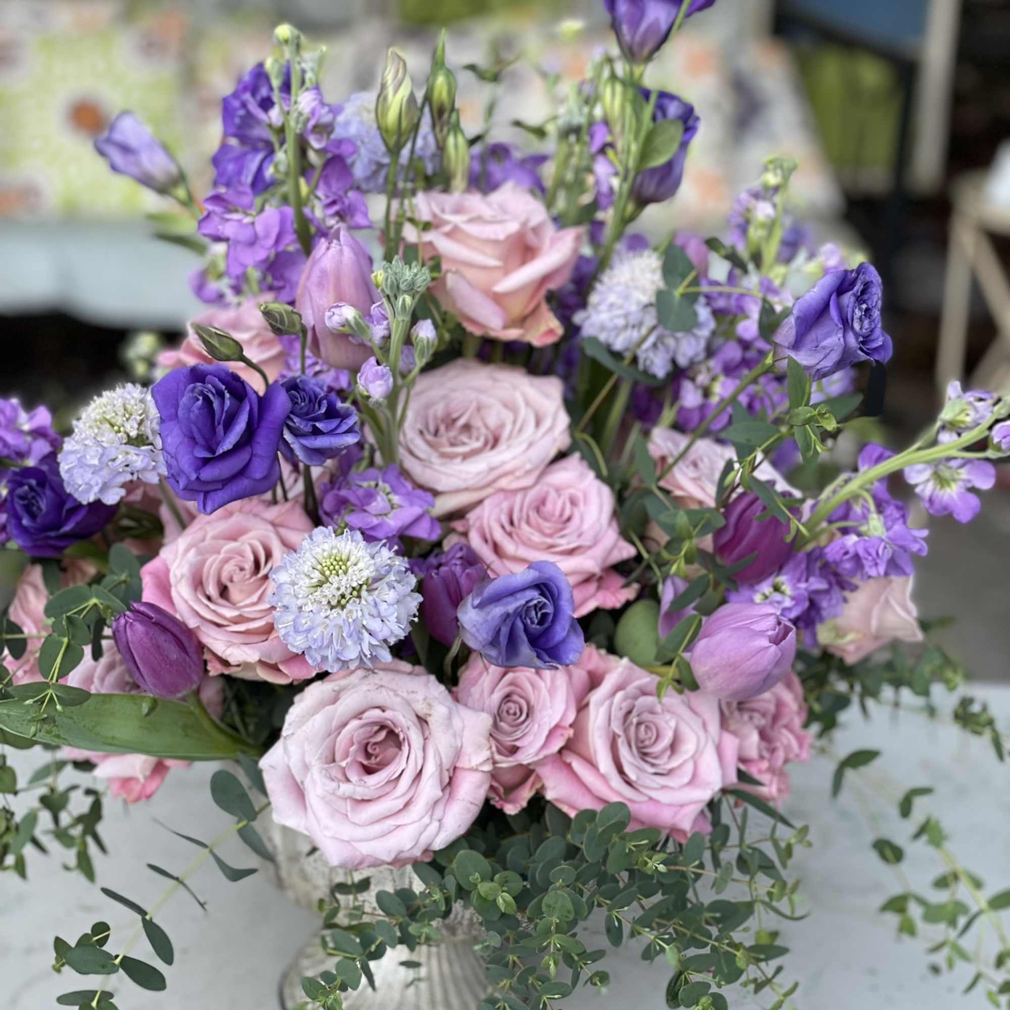 This beautiful combination of purples, violets, and lavender create a bright and