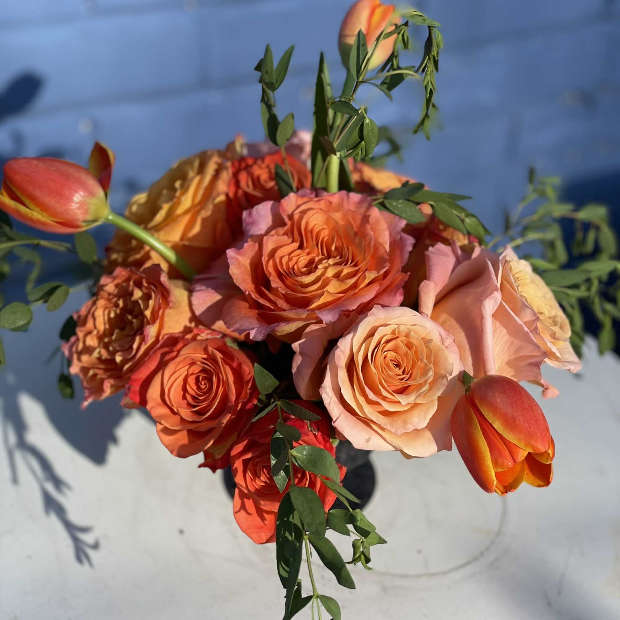 This combination packs a bold punch, radiating deep orange from every bloom