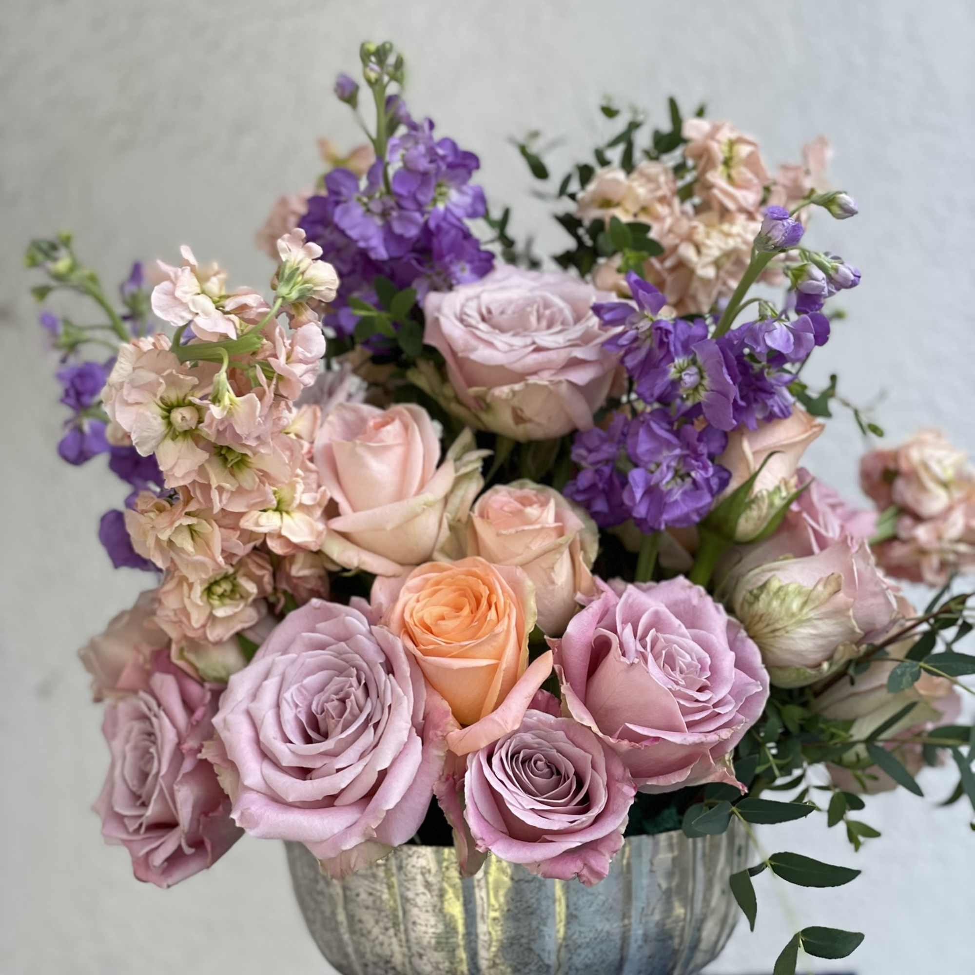 This glorious combination of pastels create a happy and calming arrangement that