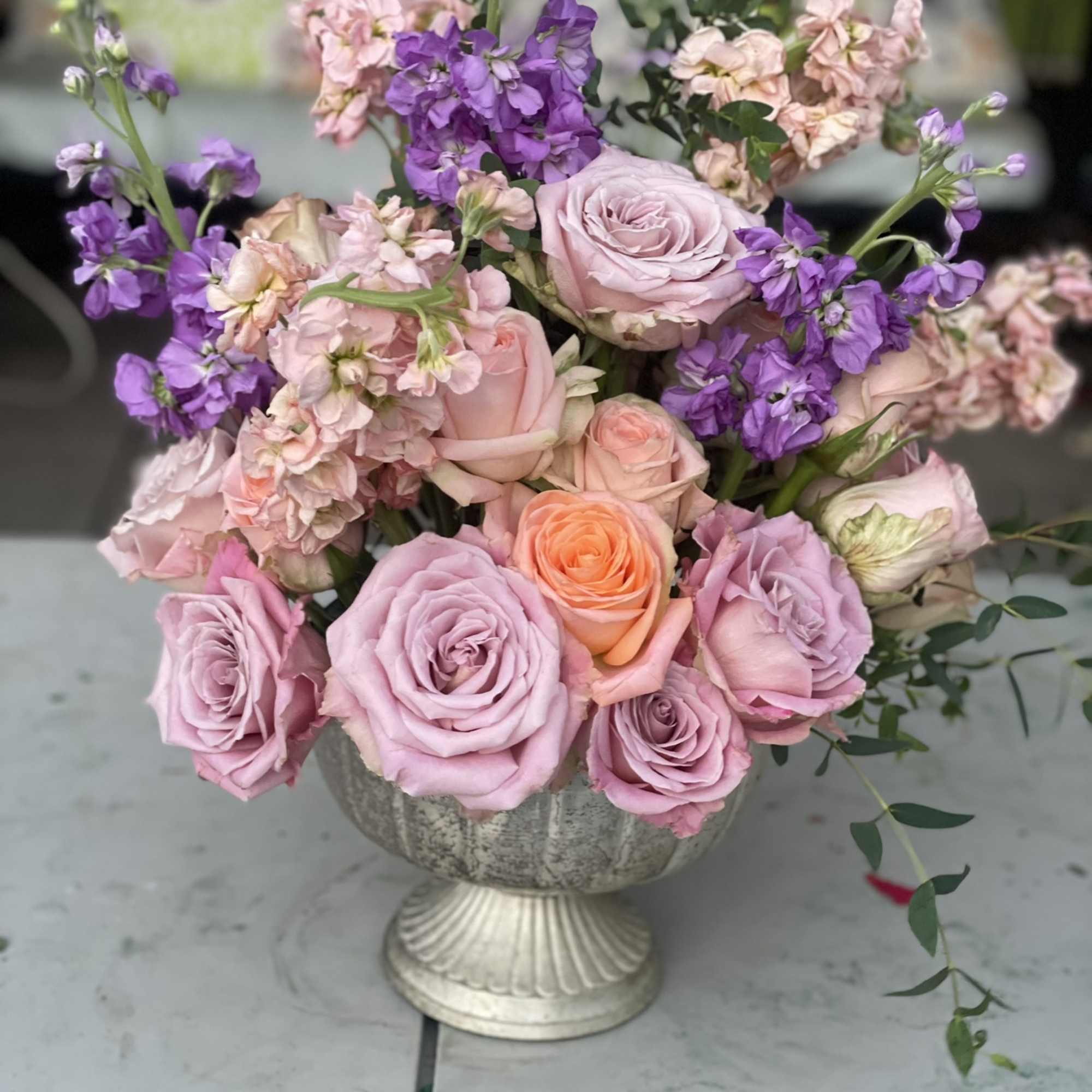 This glorious combination of pastels create a happy and calming arrangement that