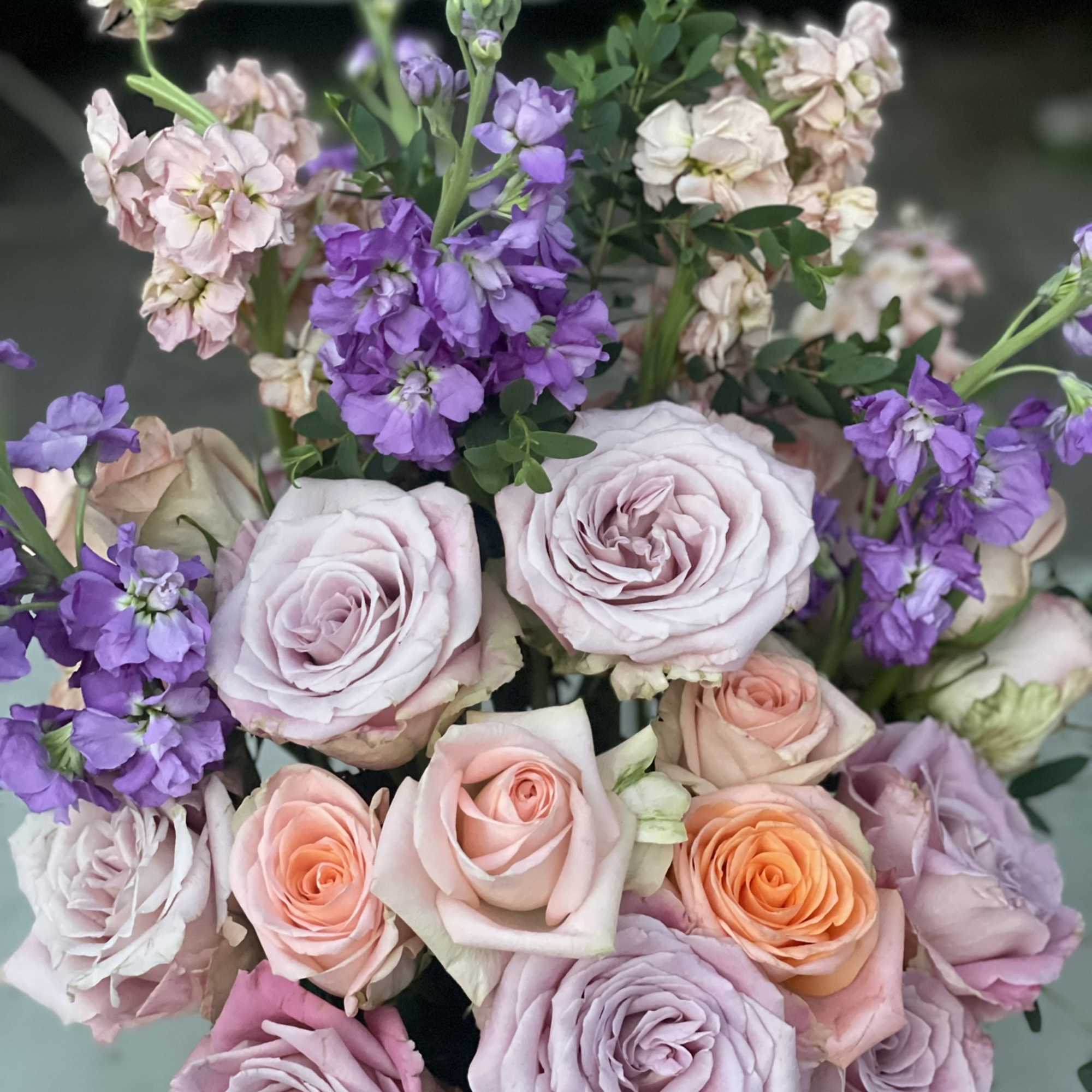 This glorious combination of pastels create a happy and calming arrangement that